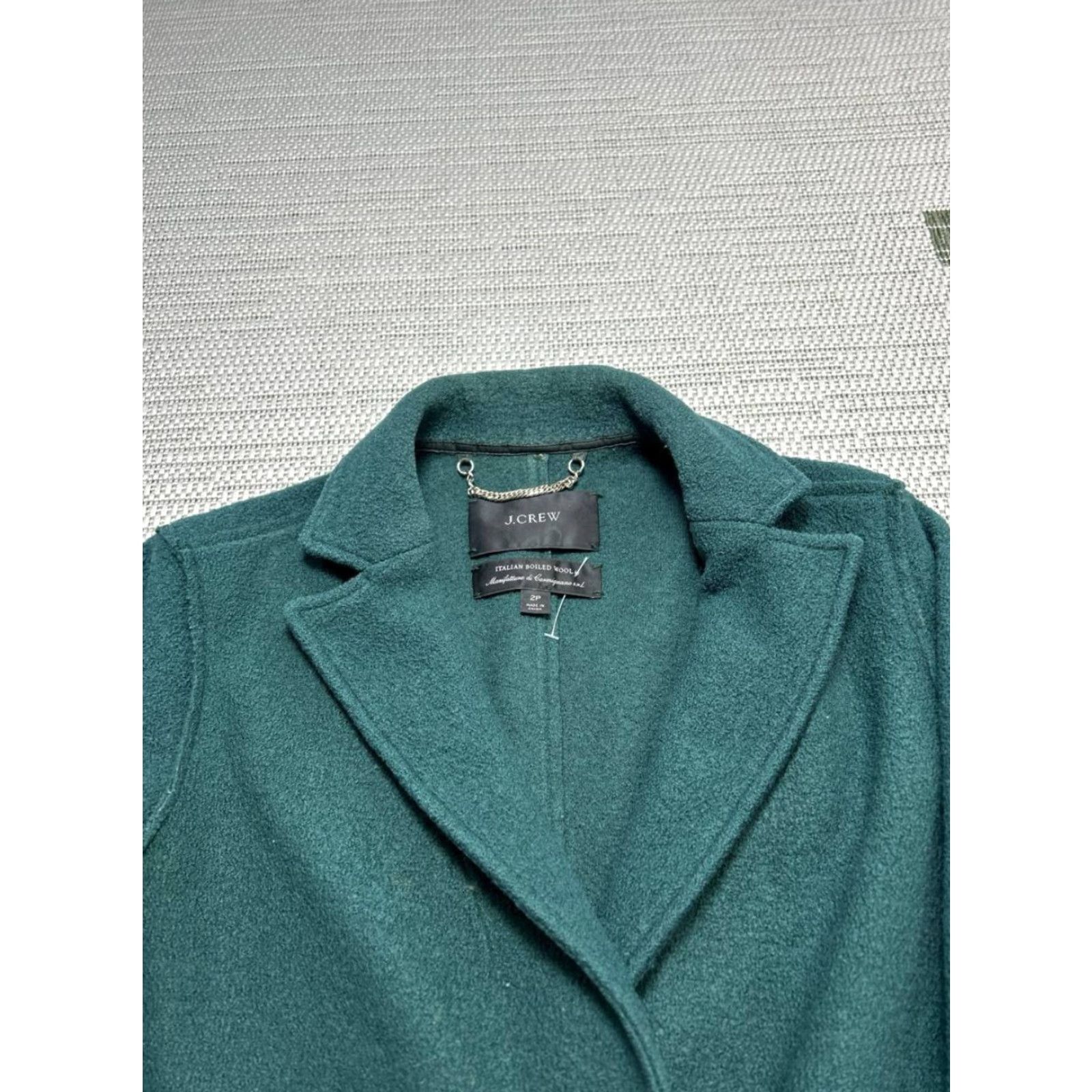 J.Crew J.CREW Overcoat Womens 2 Petite Green Wool Coat, Tweed, Button Closure, Long Sleeve, Dry Clean Only, Winter, Fall, Regular Fit, Green, Womens Size XS / US 0-2 / IT 36-38 - 2 Thumbnail