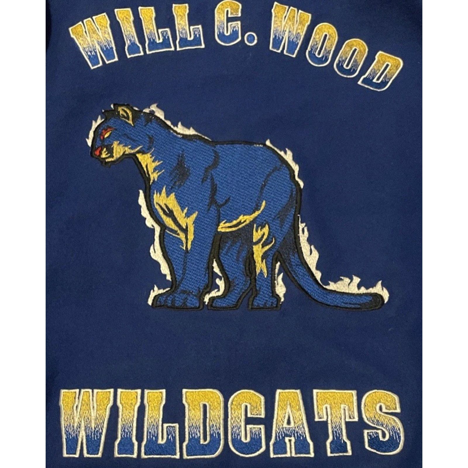 Vintage VINTAGE Wildcats Varsity Letterman Jacket M USA Blue Wool Striped Bomber Jacket 90s 2000s Grunge College School Football Track & Field Athletic Mens Size US M / EU 48-50 / 2 - 3 Thumbnail