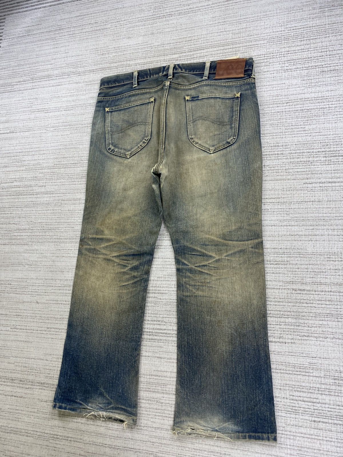 Lee × Vintage Vintage 90s Lee Japan Mud Wash Bootcut Distressed Denim Pant Size US 37 - 6 Thumbnail