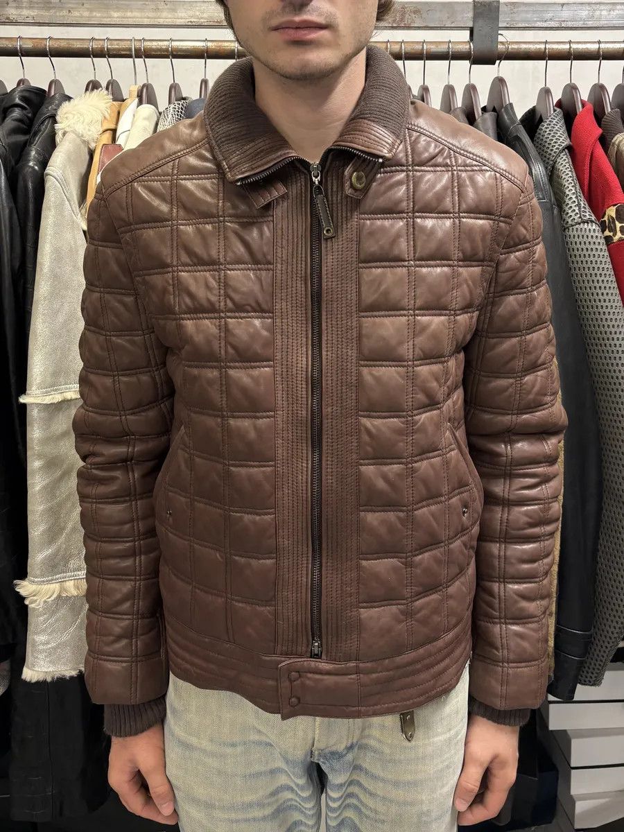 Roberto Cavalli 2000s Roberto Cavalli Brown Square Detachable Sleeves Leather Jacket Size US M / EU 48-50 / 2 - 3 Thumbnail