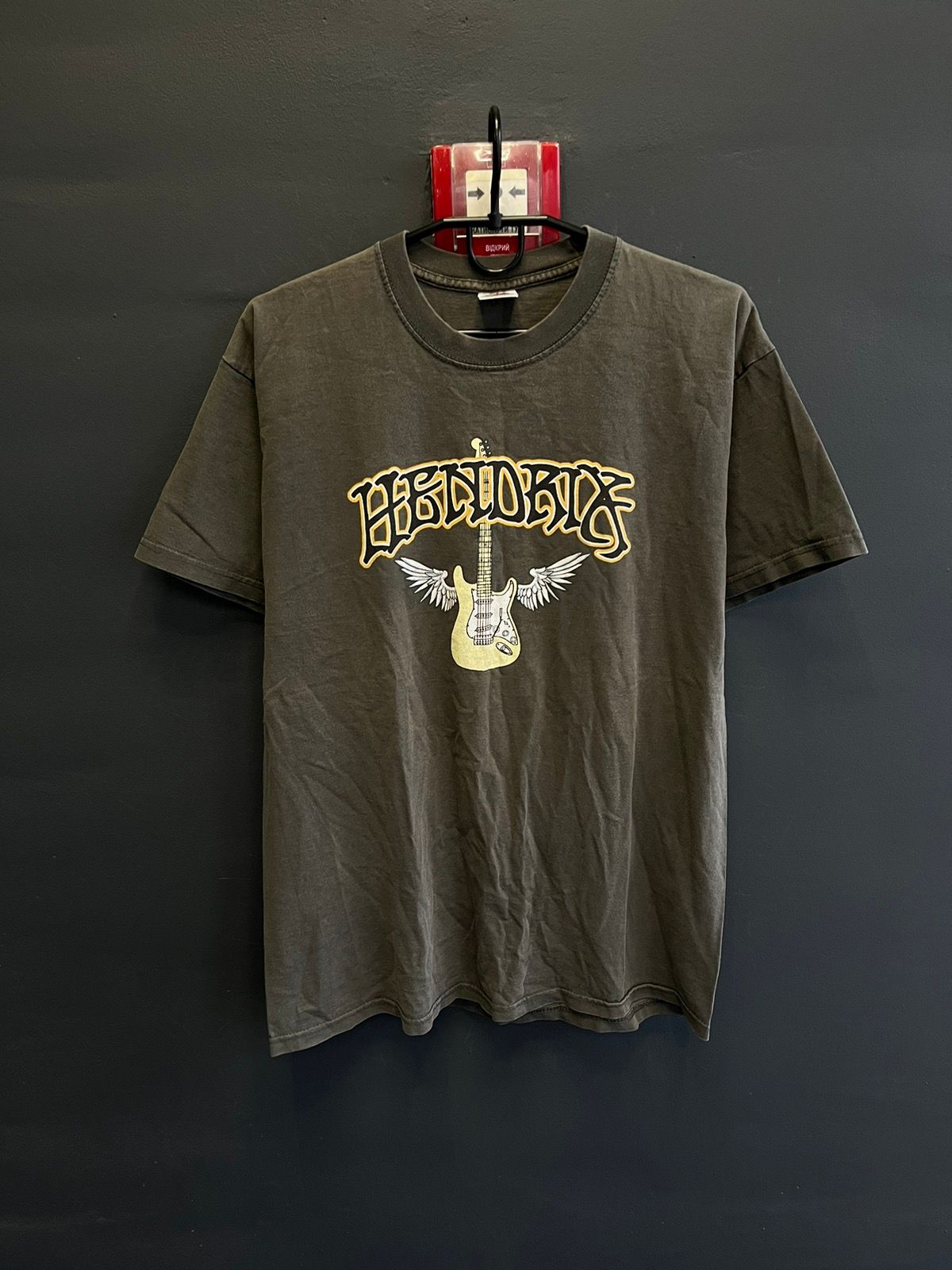 Pre-owned Band Tees X Rock T Shirt Vintage 00s Jimi Hendrix Guitar Wing Band Brown Tee T Shirt (size Xl)