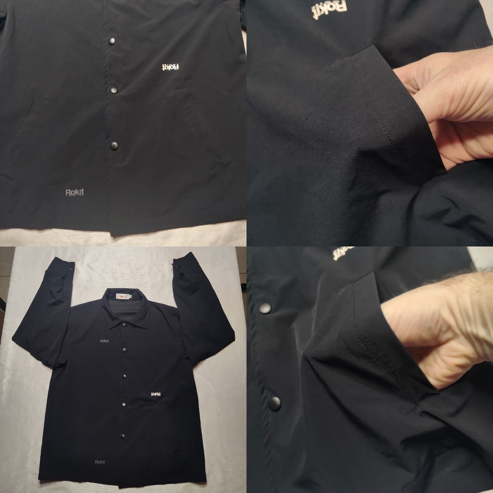 Vintage ROKIT Men Small Black Snap Button Reversible Courtside Jacket Size US S / EU 44-46 / 1 - 8 Thumbnail