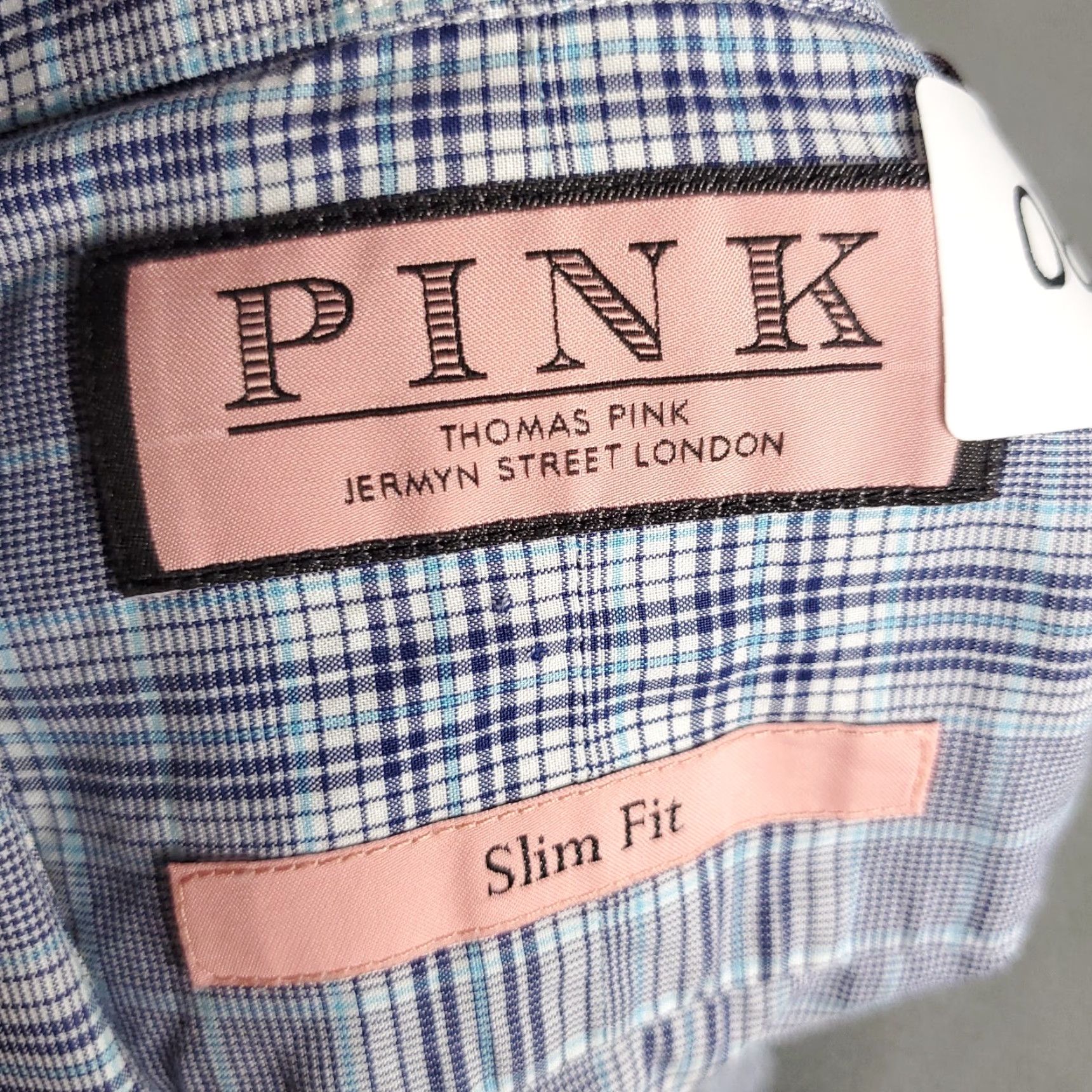 Pinko VINTAGE Thomas Pink Dress Shirt Men Size 15 Blue Plaid Long Sleeve Business Casual Formal Size 40R - 7 Thumbnail