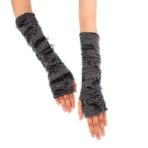 Other Gothic Ripped Slit Fingerless Gloves Size ONE SIZE - 1 Thumbnail
