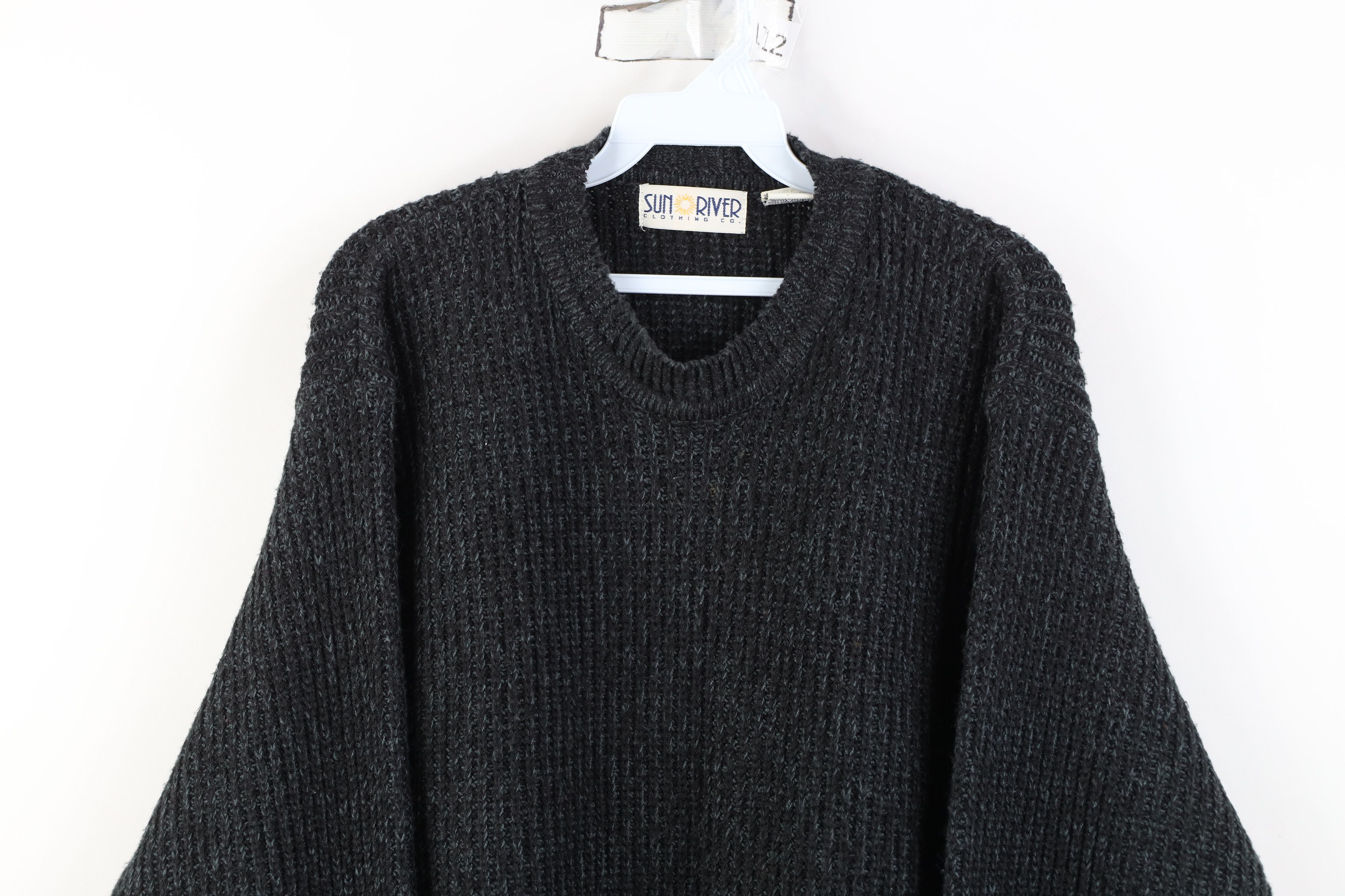 Vintage Vintage 90s Streetwear Ribbed Knit Crewneck Sweater Gray Size US M / EU 48-50 / 2 - 2 Thumbnail