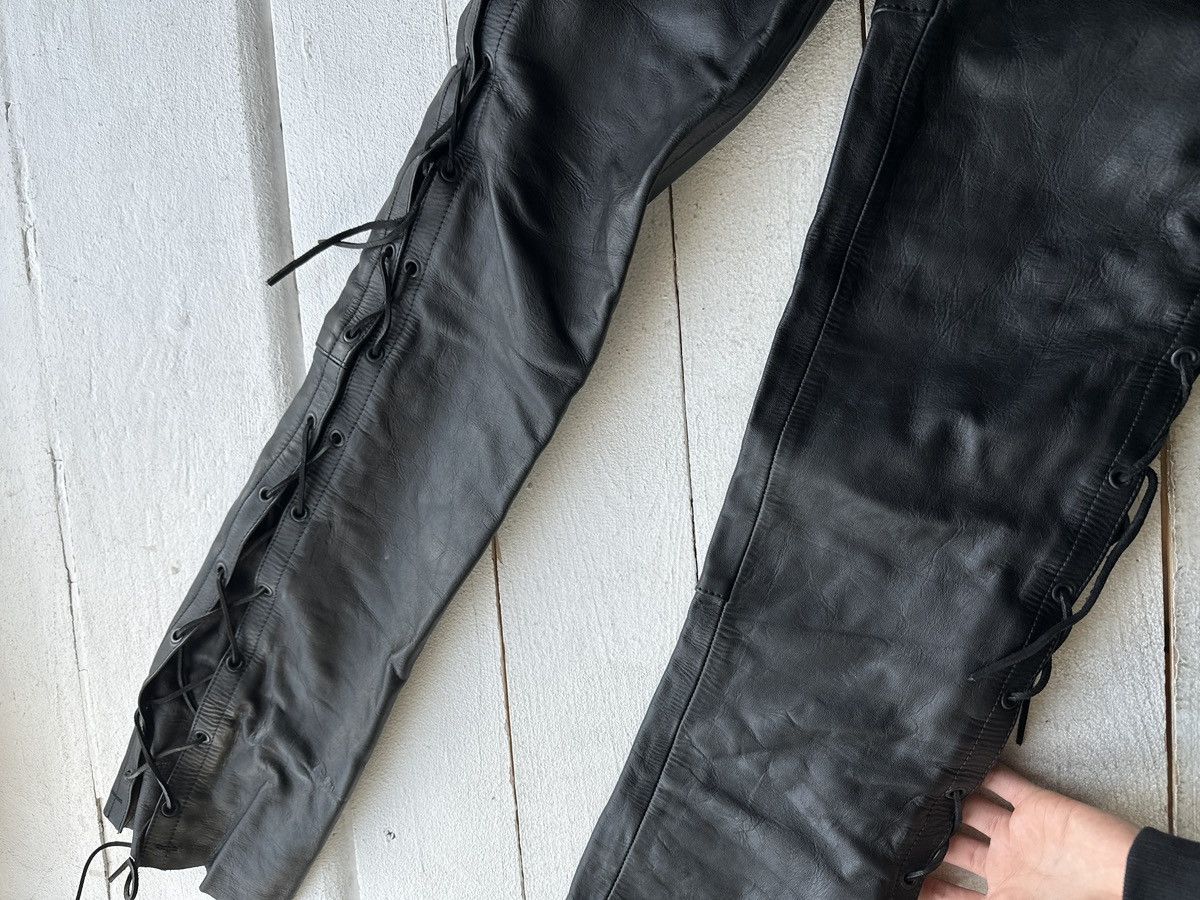 Leather 🚨GRAIL LEATHER PANTS RACING VNTG Cowboy Biker Leather Pants Size US 27 - 4 Thumbnail