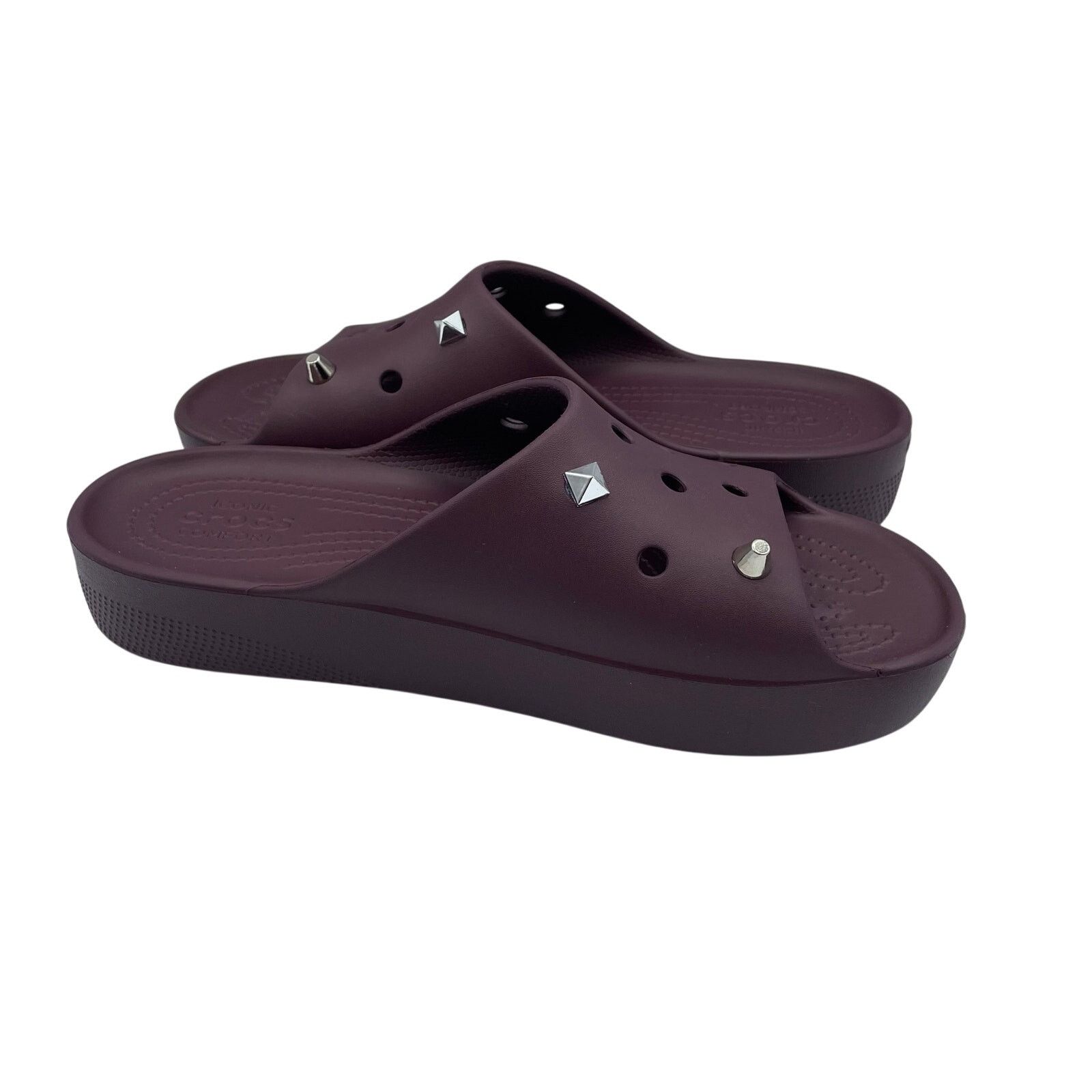 Crocs Crocs Classic Platform Slides Sandals Dark Red Womens 9 Size US 9 / IT 39 - 5 Thumbnail