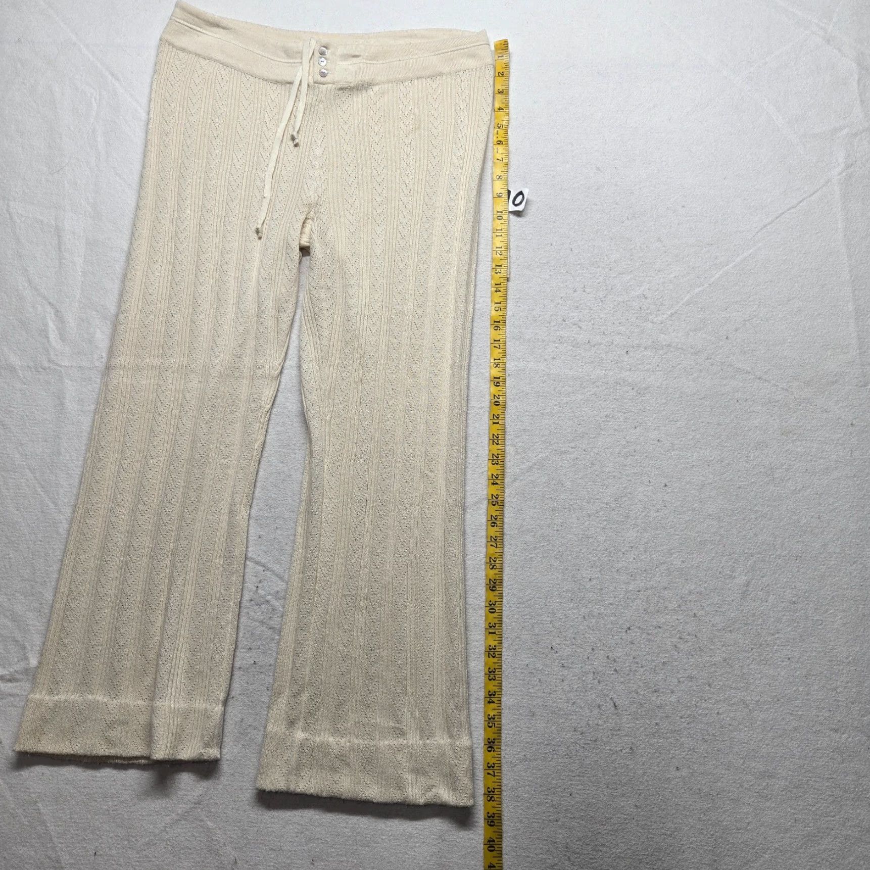 Old Navy Old Navy Women's Pants Jogger L Ivory Knit Cotton Waffle Flat Front Elastic Waist Casual NYC-? Size 36" / US 14 / IT 50 - 7 Thumbnail