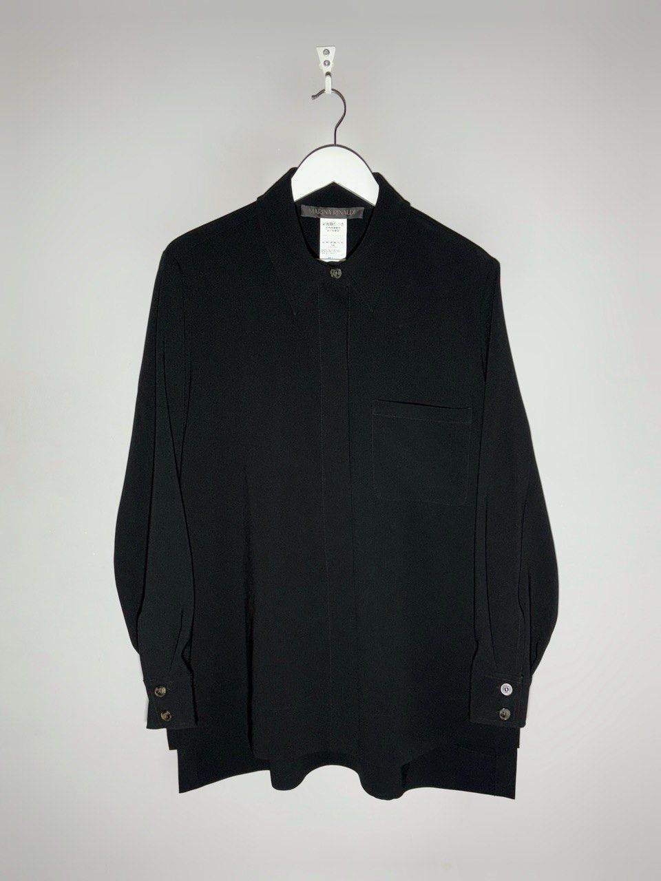 Marina Rinaldi Marina Rinaldi Triacetate Cady Tunic Shirt Black 350$ RRP Size XL / US 12-14 / IT 48-50 - 2 Thumbnail