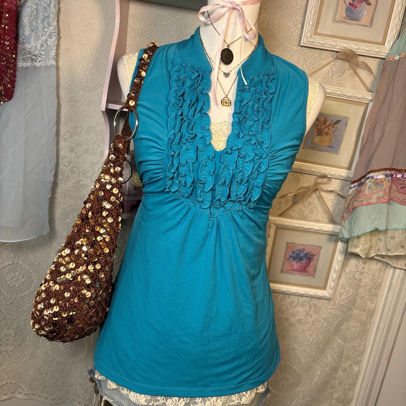 Other y2k office siren ruffle tie back blouse Size M / US 6-8 / IT 42-44 - 2 Thumbnail