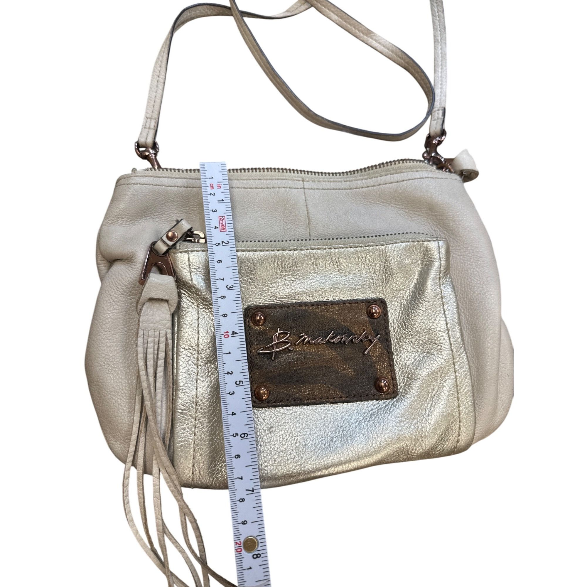 Designer B Makowsky Womens Tan Leather Crossbody Purse With Tassel SK Size ONE SIZE - 2 Thumbnail