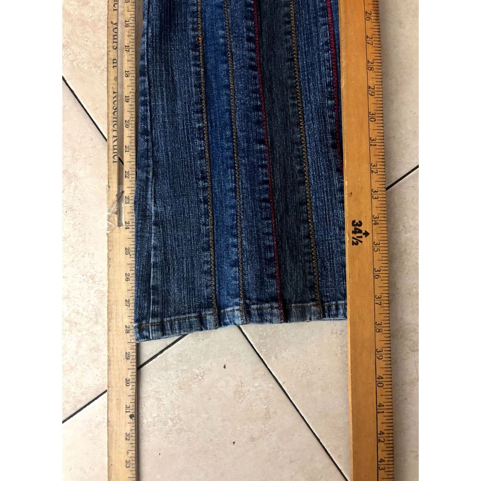 Vintage VINTAGE No Boundaries Jeans Low Rise Flare Lace Up 32W 28In Blue Denim 90s Bohemian Retro Womens Size 13 Size 34" / US 12 / IT 48 - 7 Thumbnail