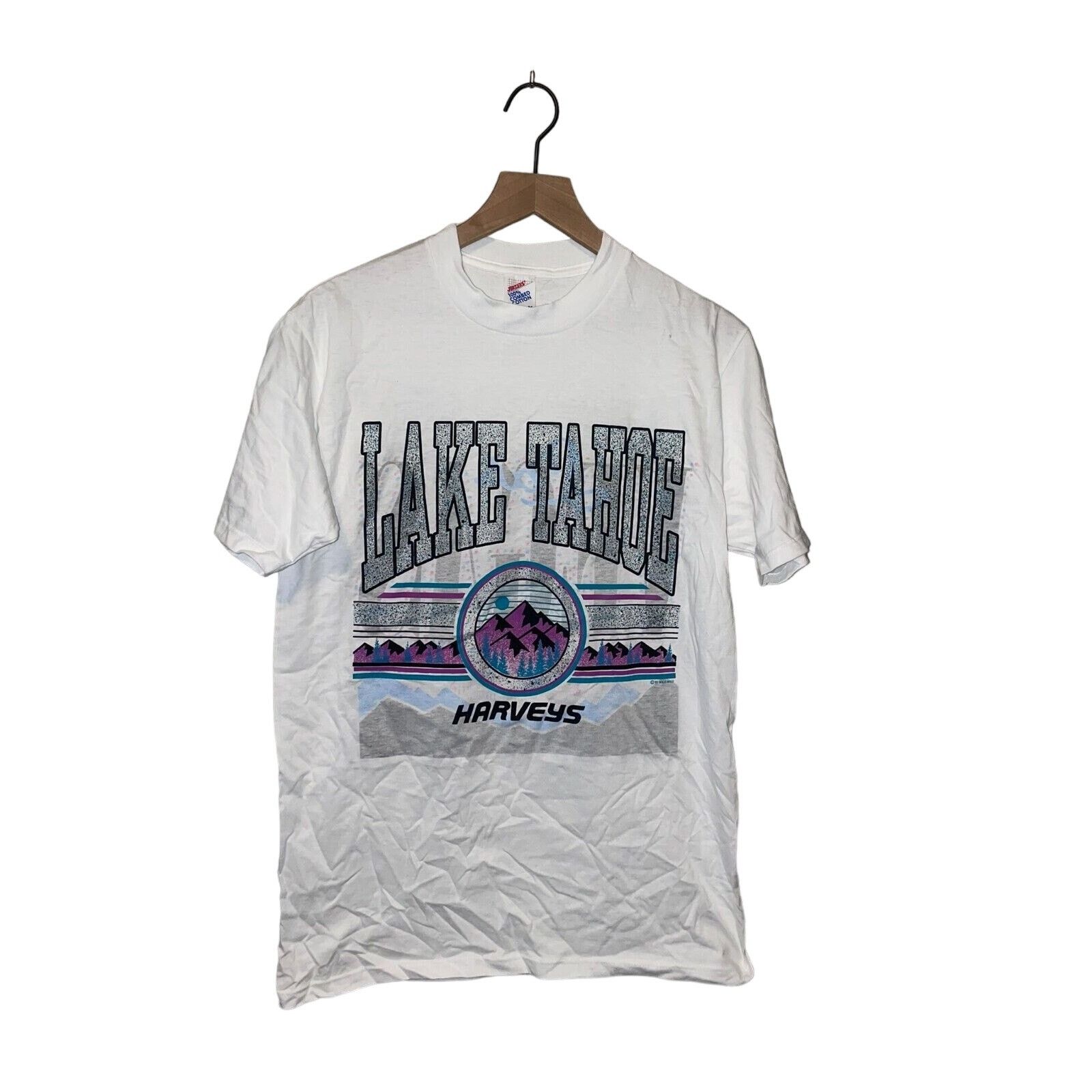 Jerzees VTG Test Print Lake Tahoe Grand Canyon Las Vegas White Tee Size US M / EU 48-50 / 2 - 1 Thumbnail