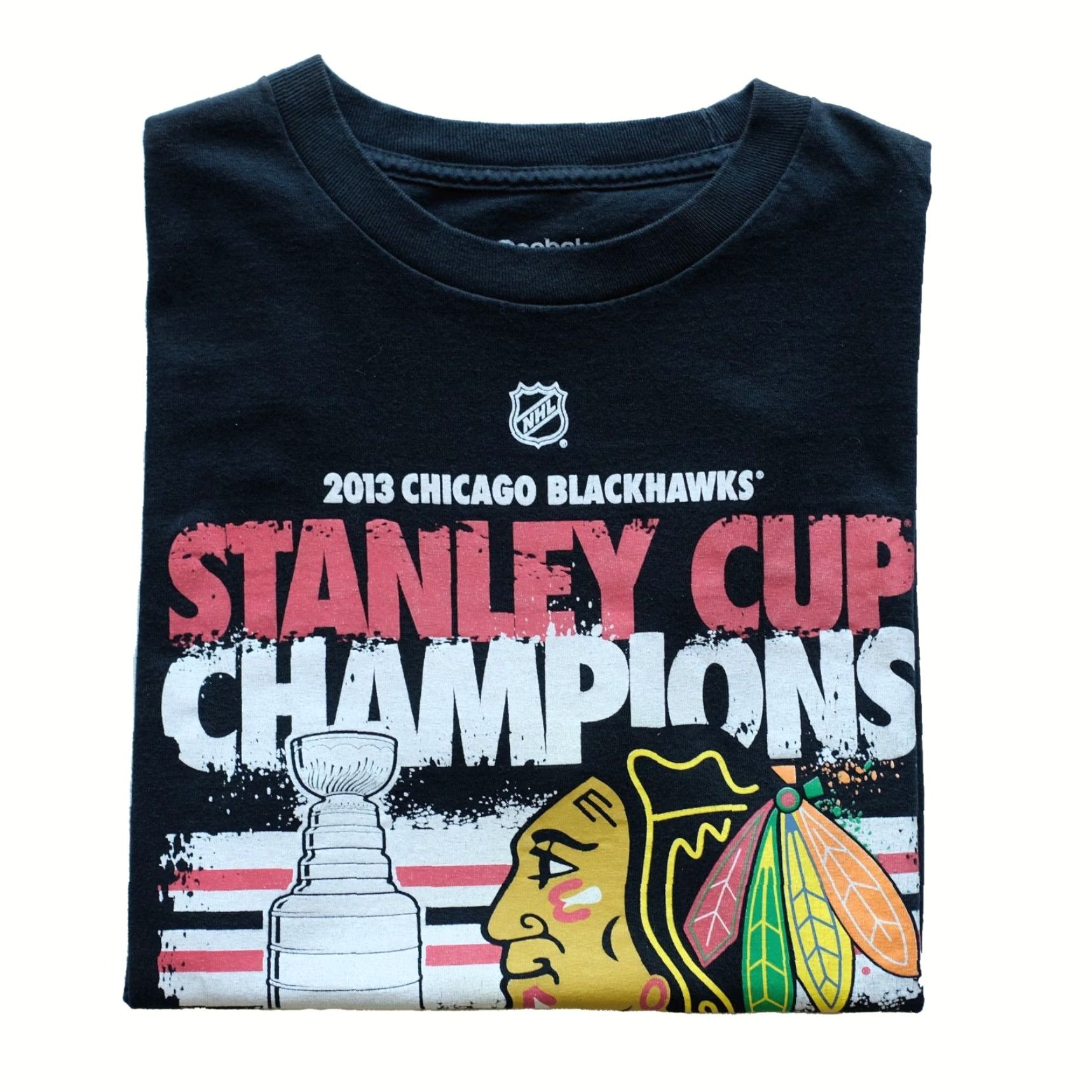 Reebok VTG Reebok Hockey NHL Blackhawks Stanley Cup Champions Y2K Men's Adult T Shirt SZ M Black Crew Neck Short Sleeve Cotton Size US M / EU 48-50 / 2 - 2 Thumbnail