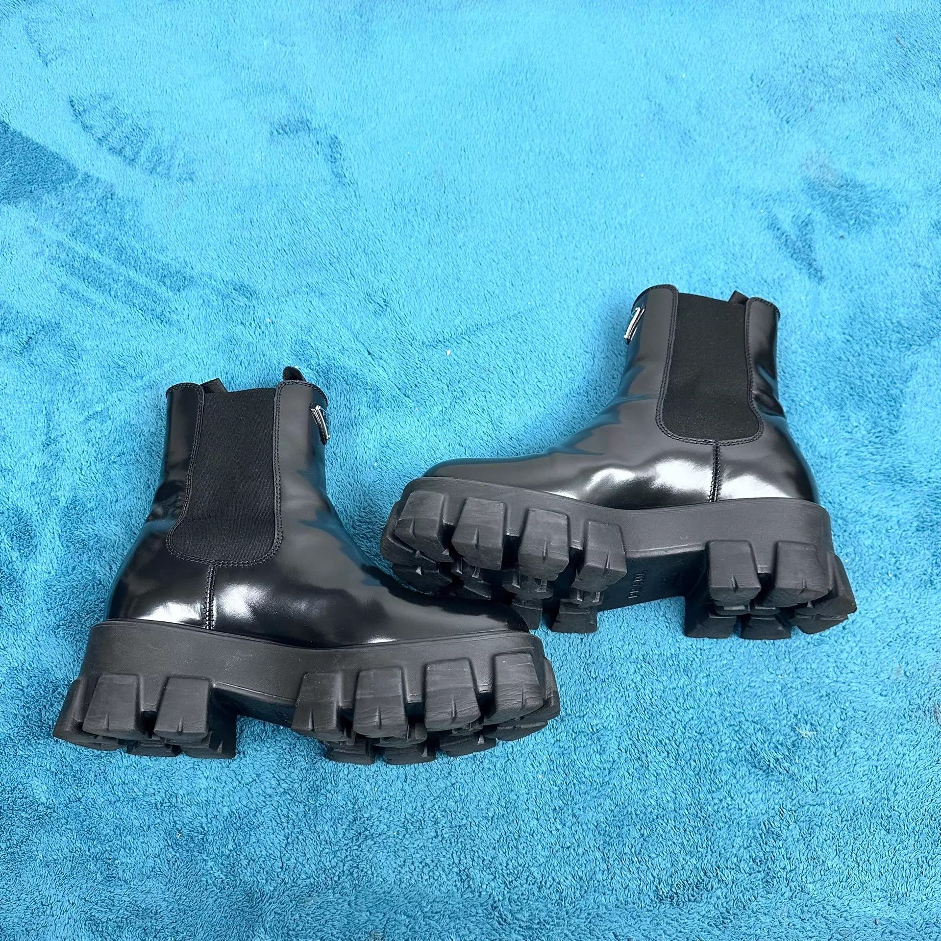 Prada Prada Monolith Leather Chelsea Boots Black New Accessories Size US 6.5 / IT 36.5 - 3 Thumbnail