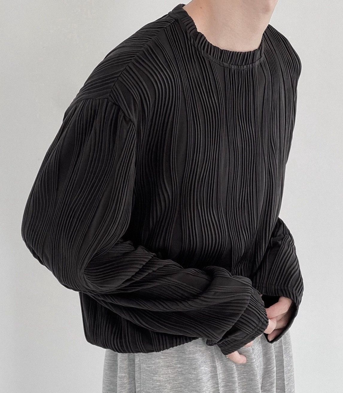 Japanese Brand × Vintage Retro Korean fashion wave pleats long sleeve t-shirt tee Size US M / EU 48-50 / 2 - 2 Thumbnail