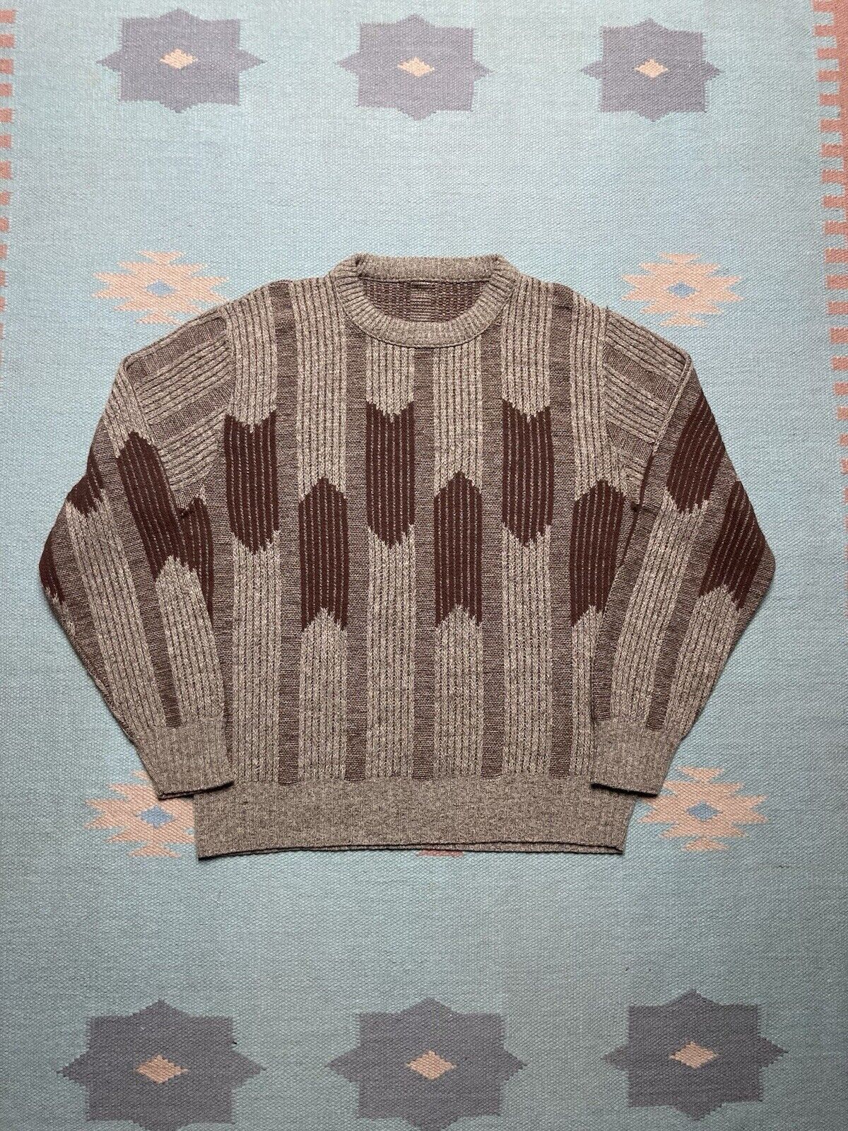 Vintage VTG knit sweater crewneck abstract geometric distressed M Size US M / EU 48-50 / 2 - 1 Thumbnail
