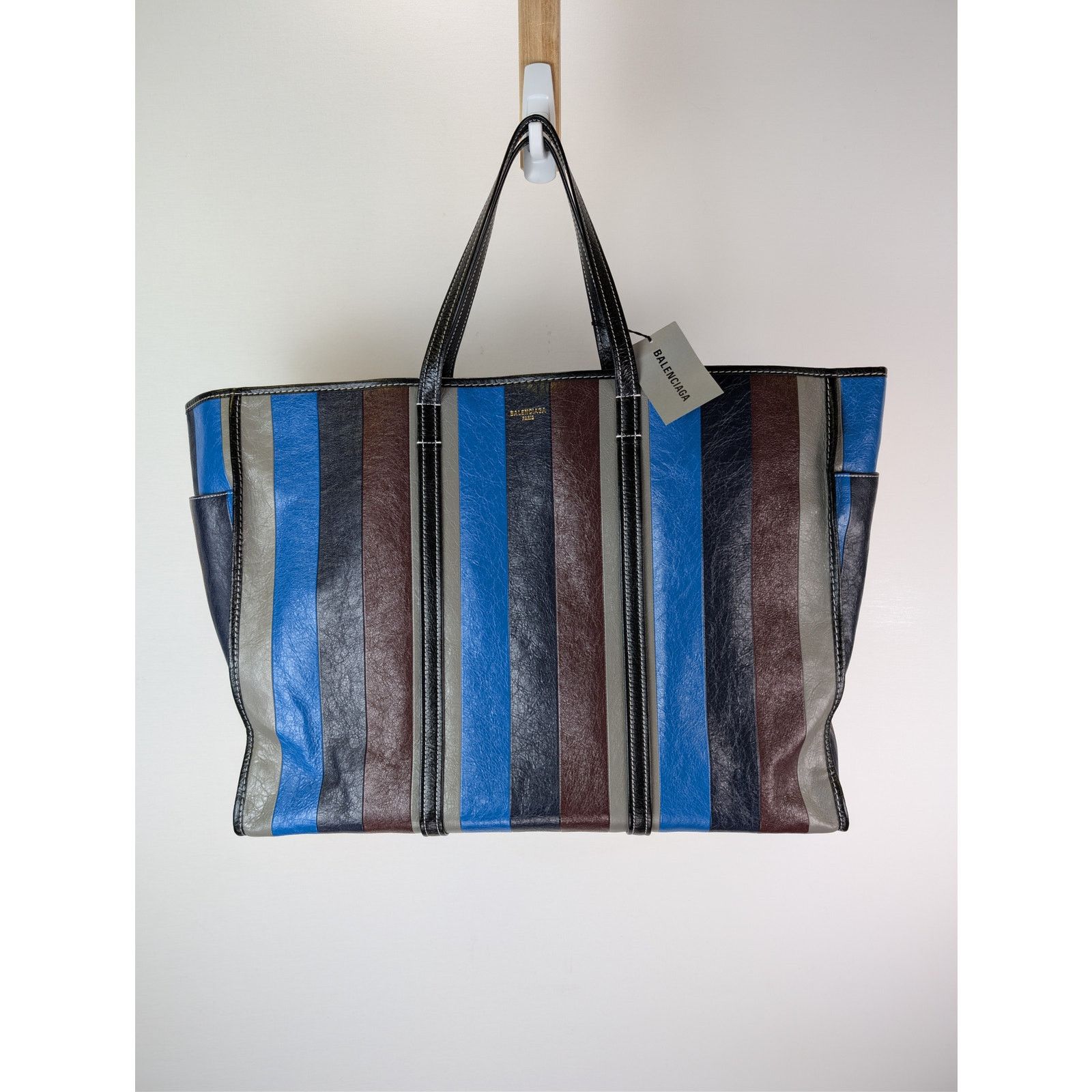 Balenciaga o1rshd1 Striped Arena Lamb PA Shatelet Carry All Tote Bag Size ONE SIZE - 2 Thumbnail