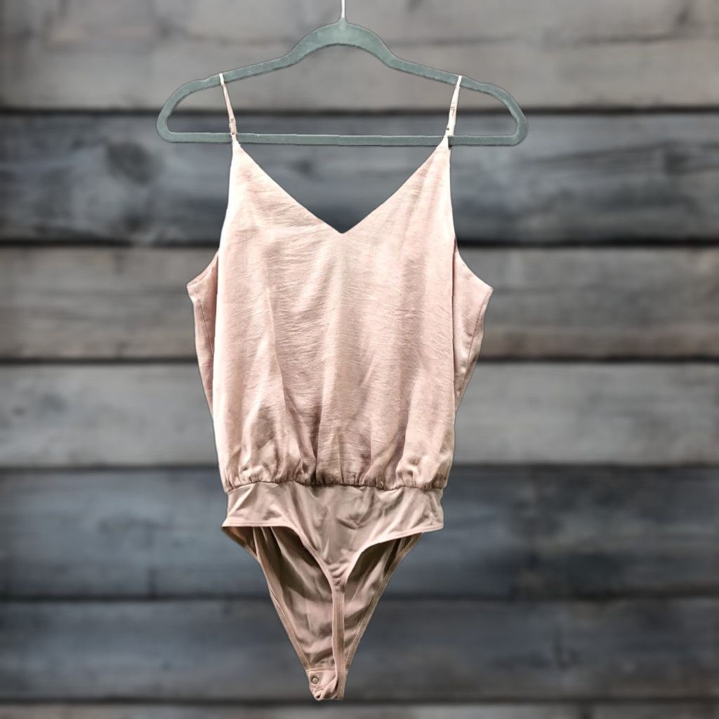 Express Express Satin Cami Bodysuit Womens S Pale Pink V-Neck Adjustable Strap Shirt Tank Camisole Panty? Size S / US 4 / IT 40 - 1 Thumbnail