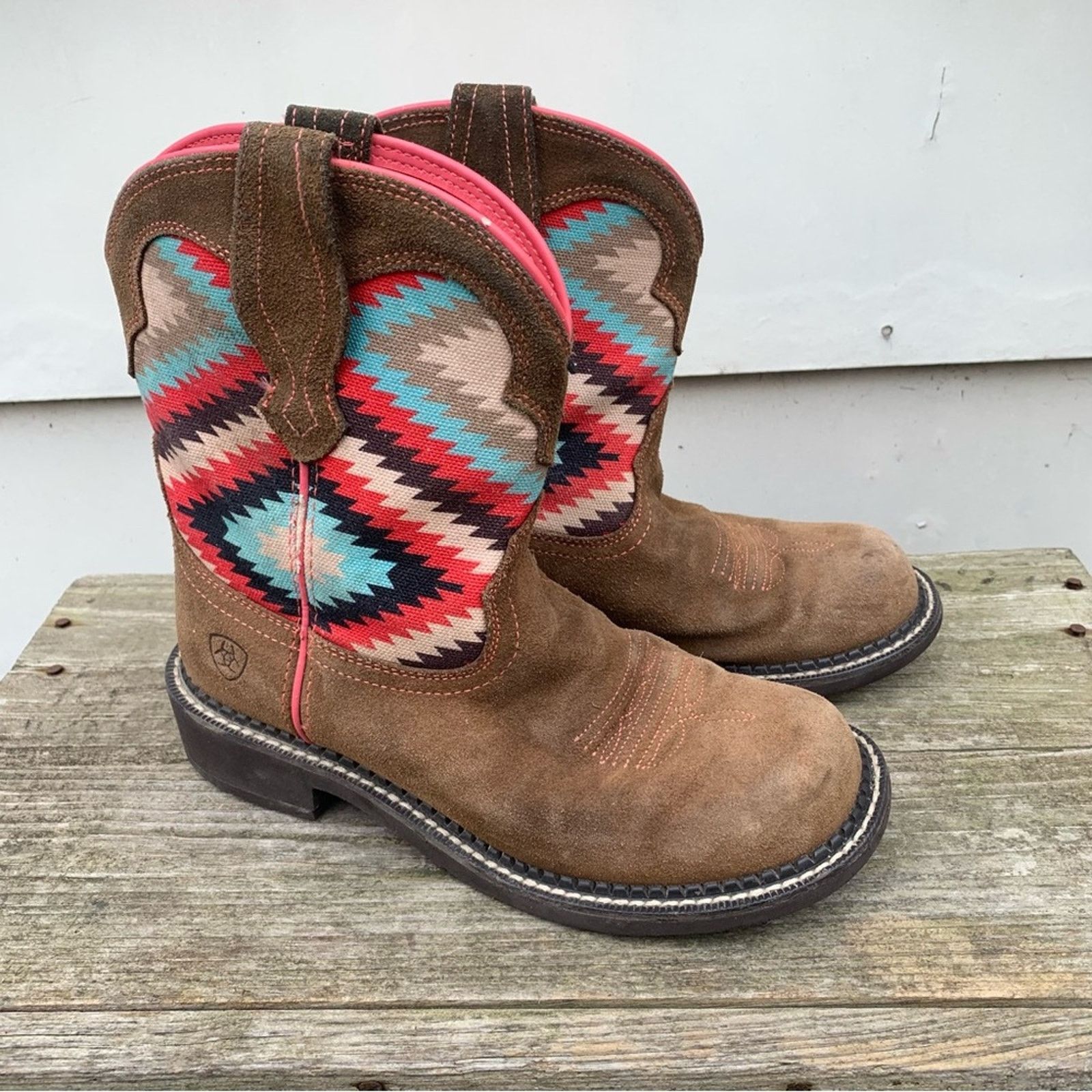 Ariat Fatbaby Aztec Heritage Twill StripeCowgirl Boots 6.5B