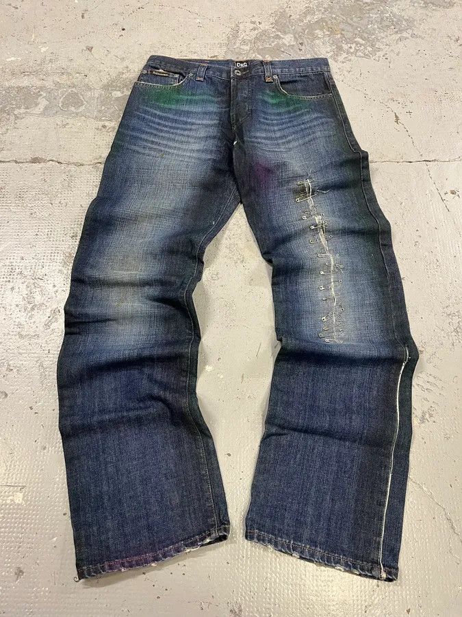 Dolce & Gabbana AW2001 Dolce & Gabbana Pins Blue Faded Denim Jeans Size US 32 / EU 48 - 1 Thumbnail