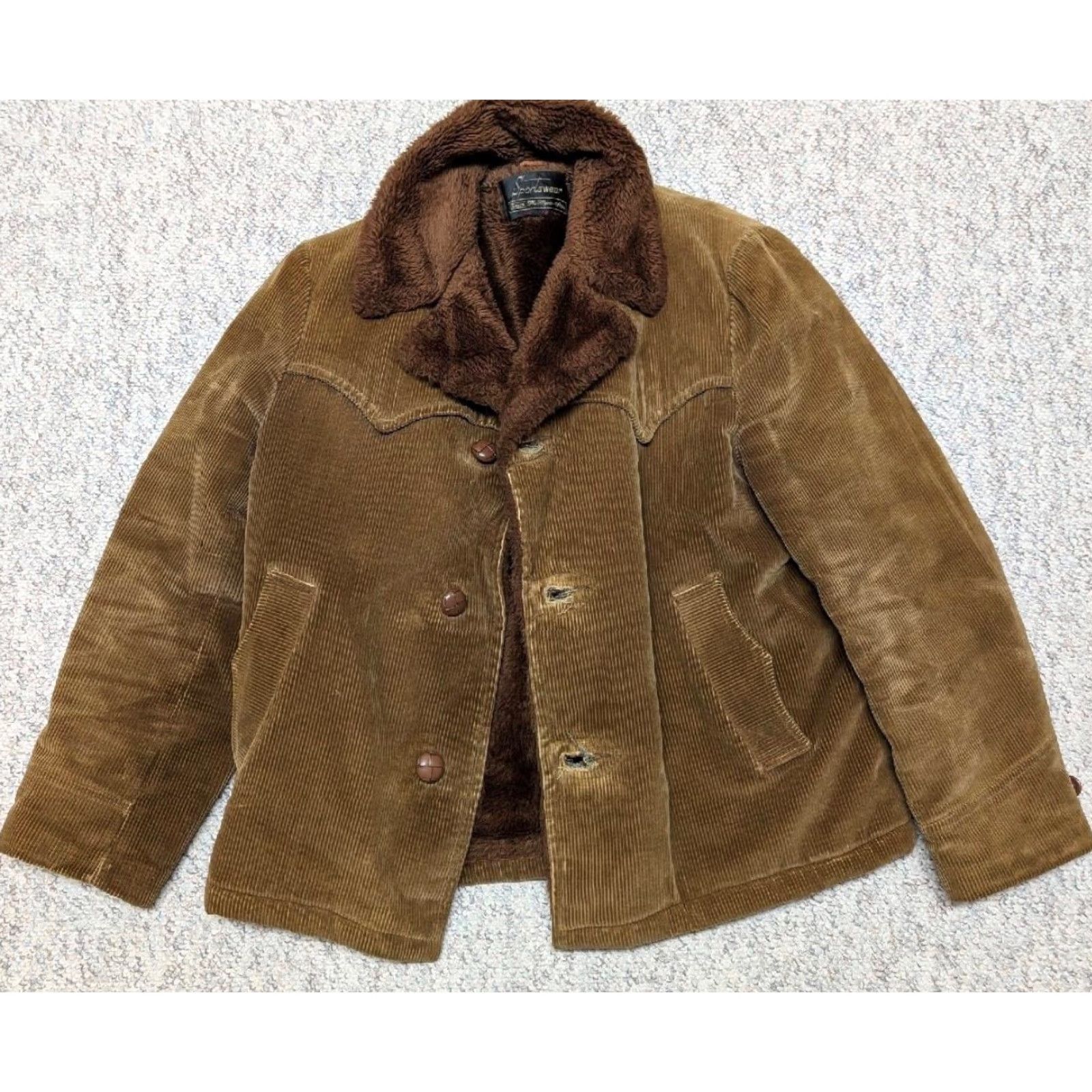 Sears VINTAGE WESTERN JACKET Corduroy brown M Chest 40-42 SEARS Bomber Jacket Men Corduroy Sherpa 70s 40) Size US M / EU 48-50 / 2 - 3 Thumbnail