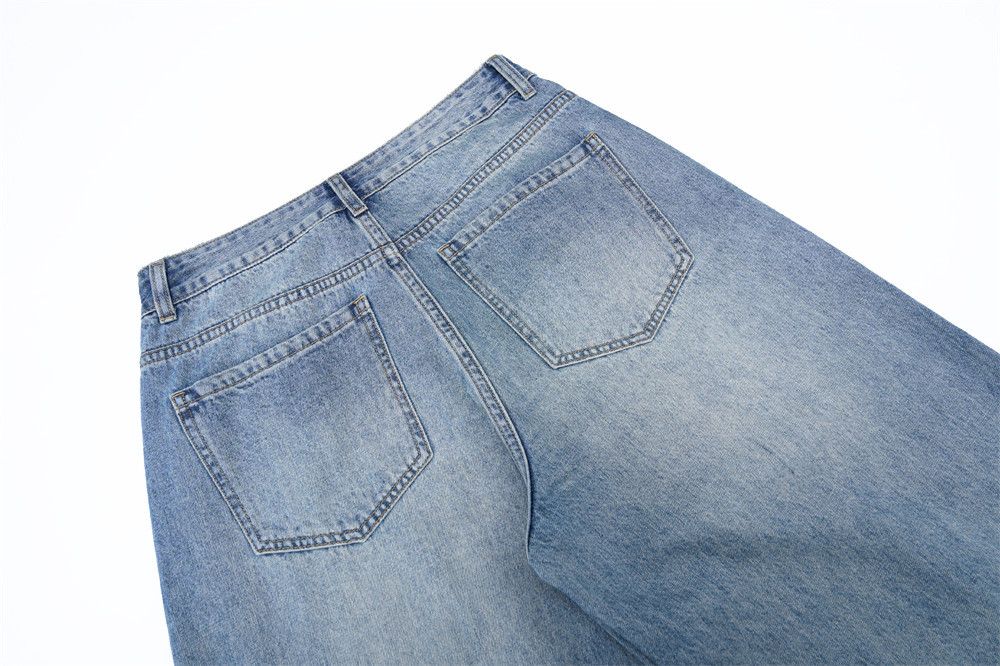 Jean Men's trendy retro loose punk washed distressed jeans Size US 32 / EU 48 - 5 Thumbnail