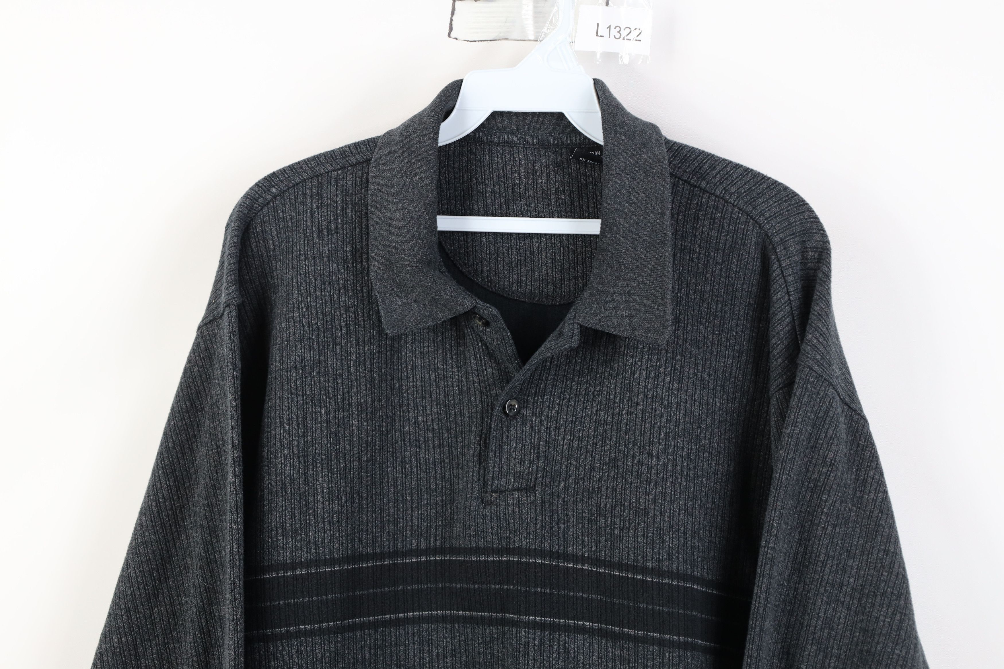 Vintage Vintage 90s Streetwear Ribbed Knit Long Sleeve Rugby Polo Size US L / EU 52-54 / 3 - 2 Thumbnail