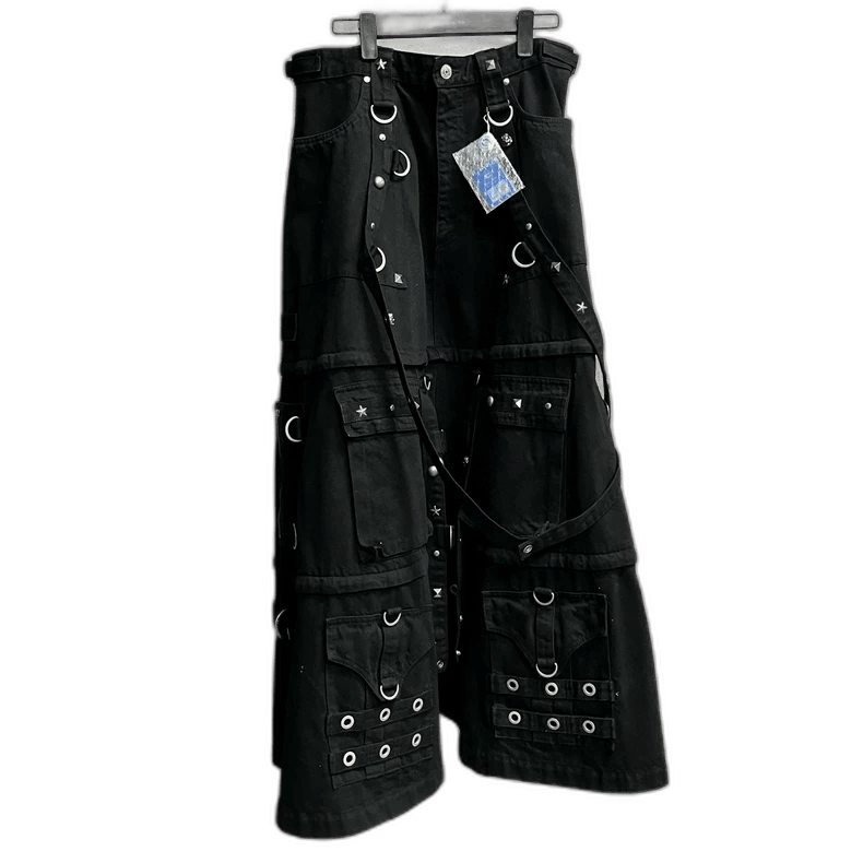Balenciaga Black Denim Skirt with Metal Accents-2506 Size US 38 / EU 54 - 1 Thumbnail