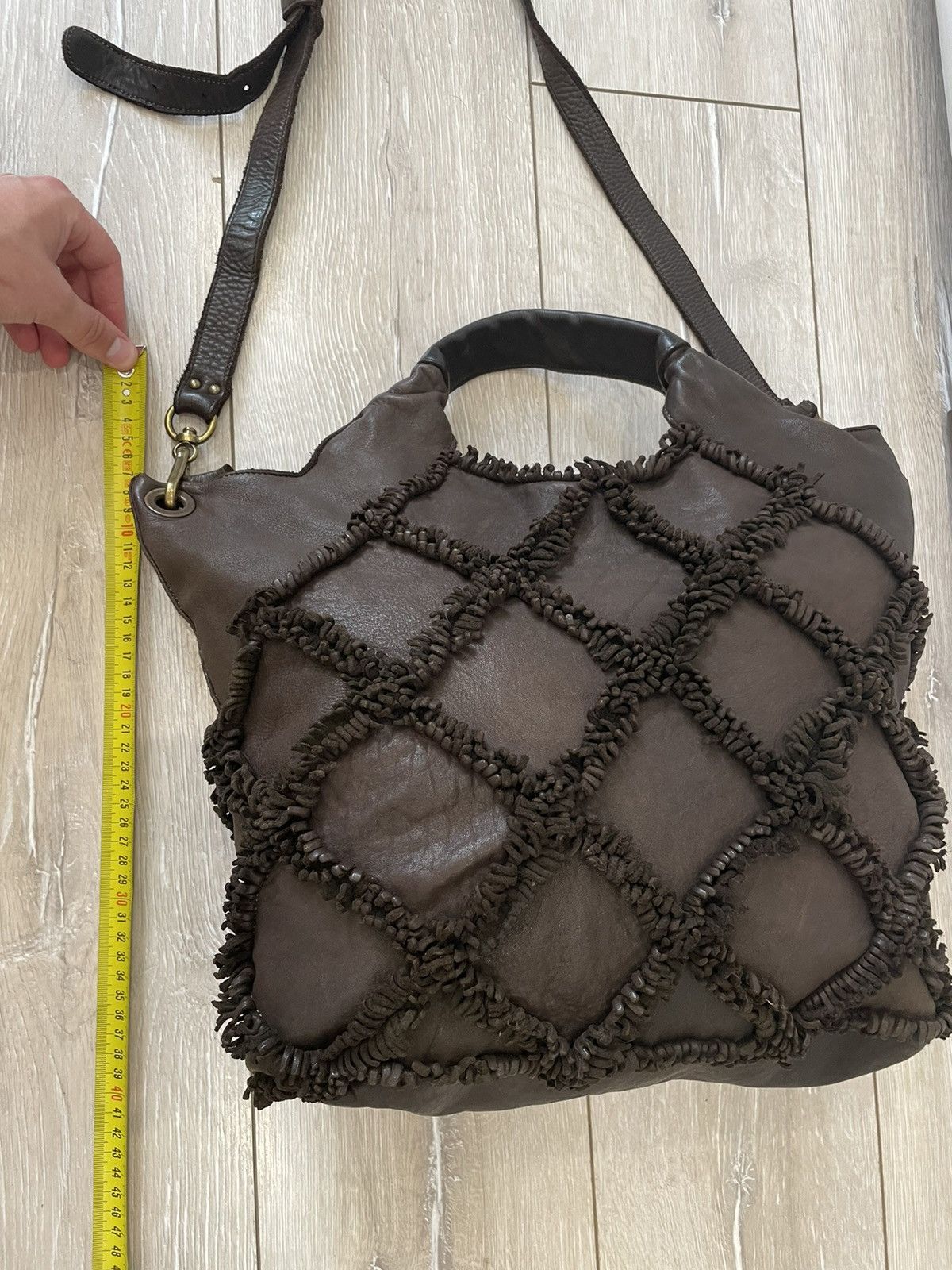 Leather × Vintage Errelleventidue Large Brown Fringed Made In Italy Size ONE SIZE - 10 Thumbnail