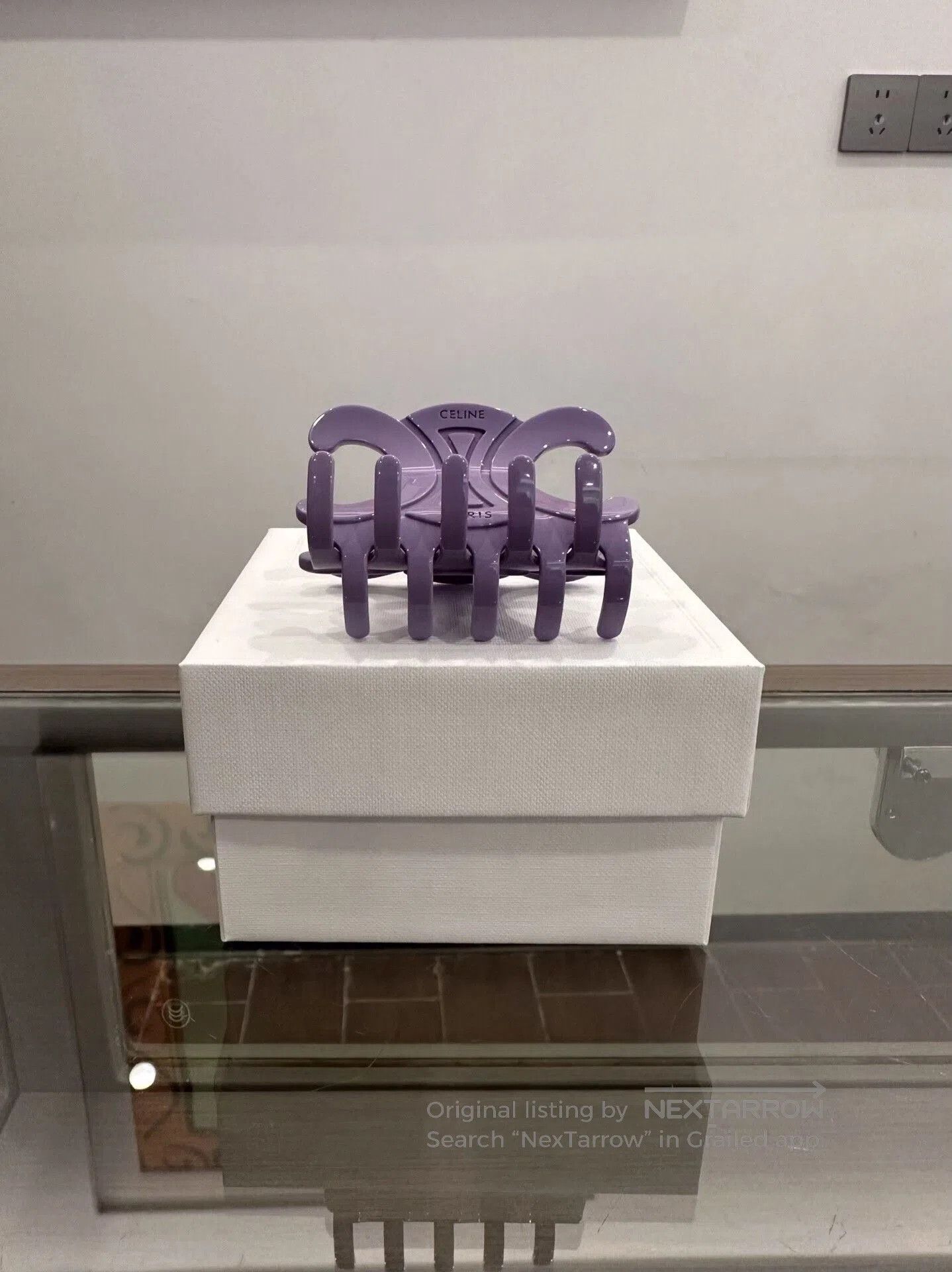 Celine Purple Triomphe Shark Hair Clip.