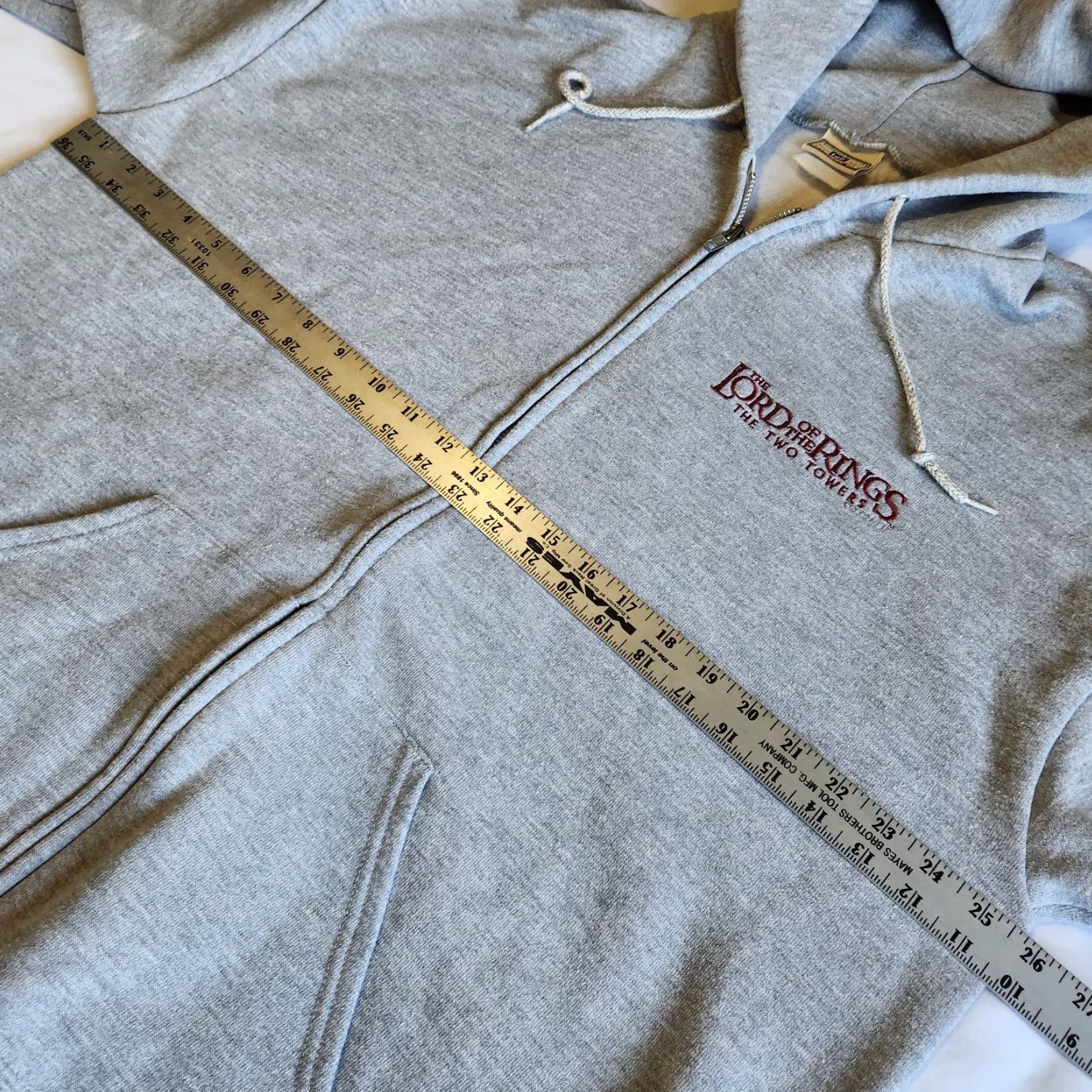 Lee VINTAGE The Lord Of The Rings The Two Towers Grey Men's XL Zip-up Hoodie Sweater Embroidered Size US XL / EU 56 / 4 - 7 Thumbnail