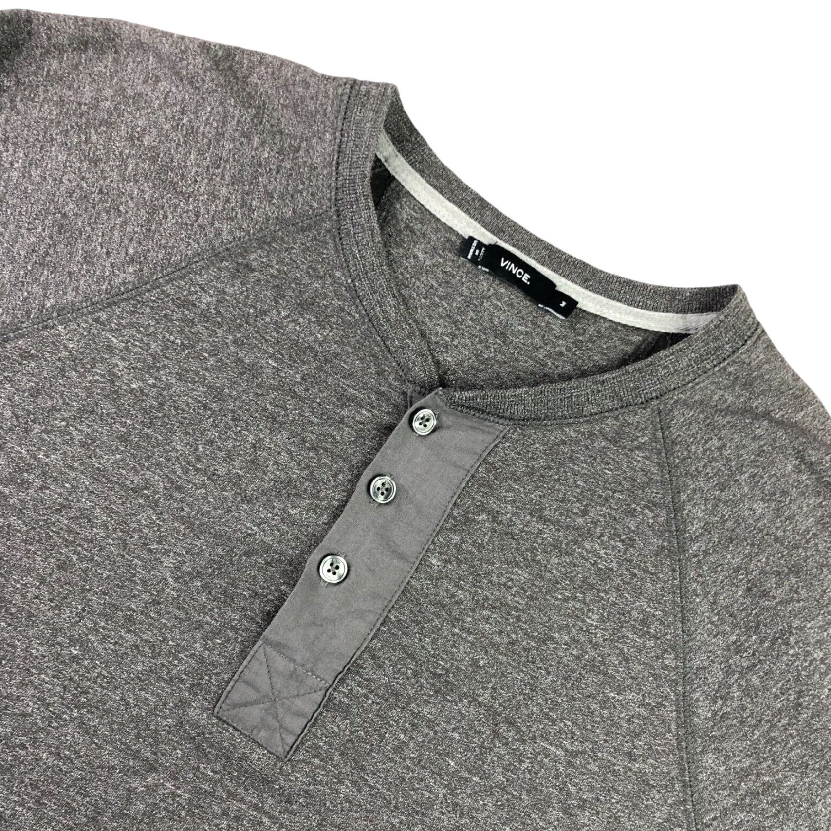 Vince Vince Men's Henley T-Shirt Gray L/S Cotton Blend Medium Size US M / EU 48-50 / 2 - 2 Thumbnail