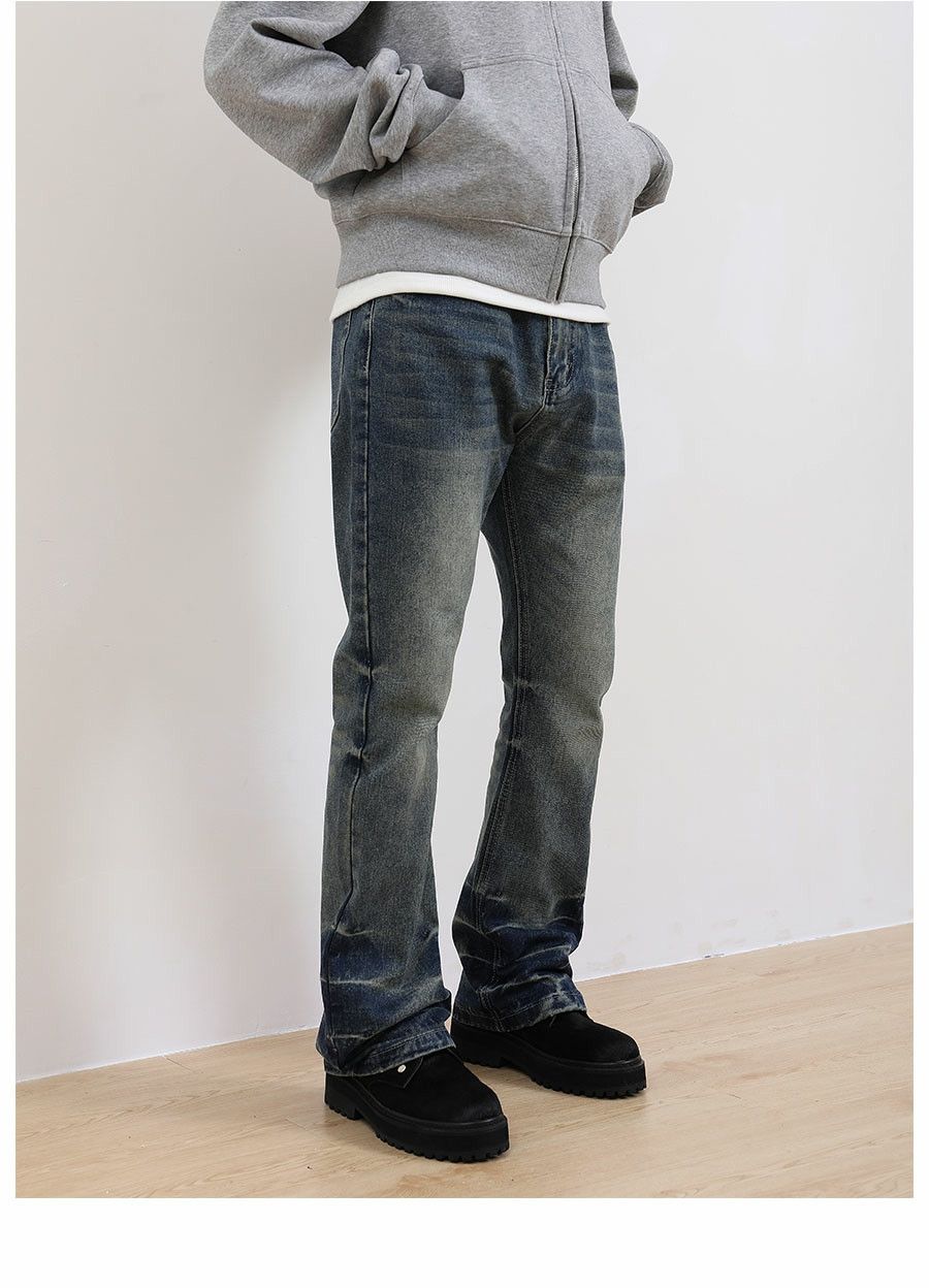 washed faded grunge bootcut jeans