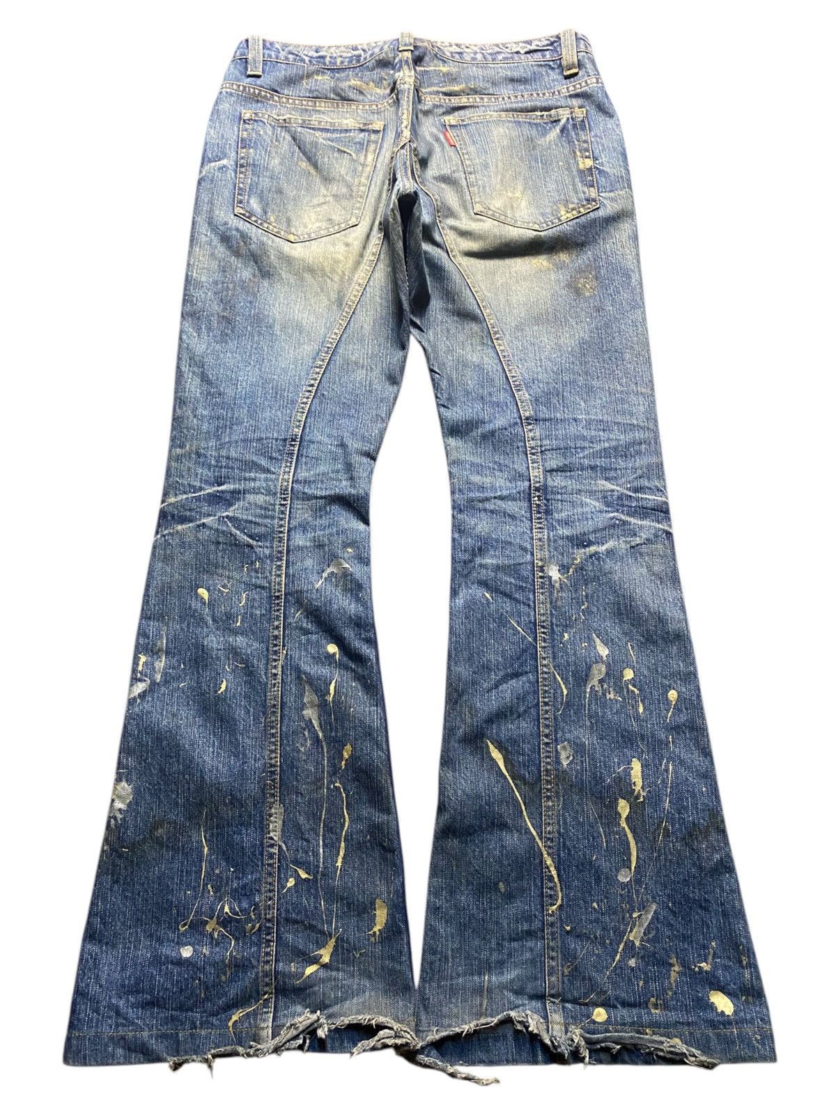 Tornado Mart Tornado Mart Gold Splatter Flare Lace Up Jeans Size US 32 / EU 48 - 2 Thumbnail