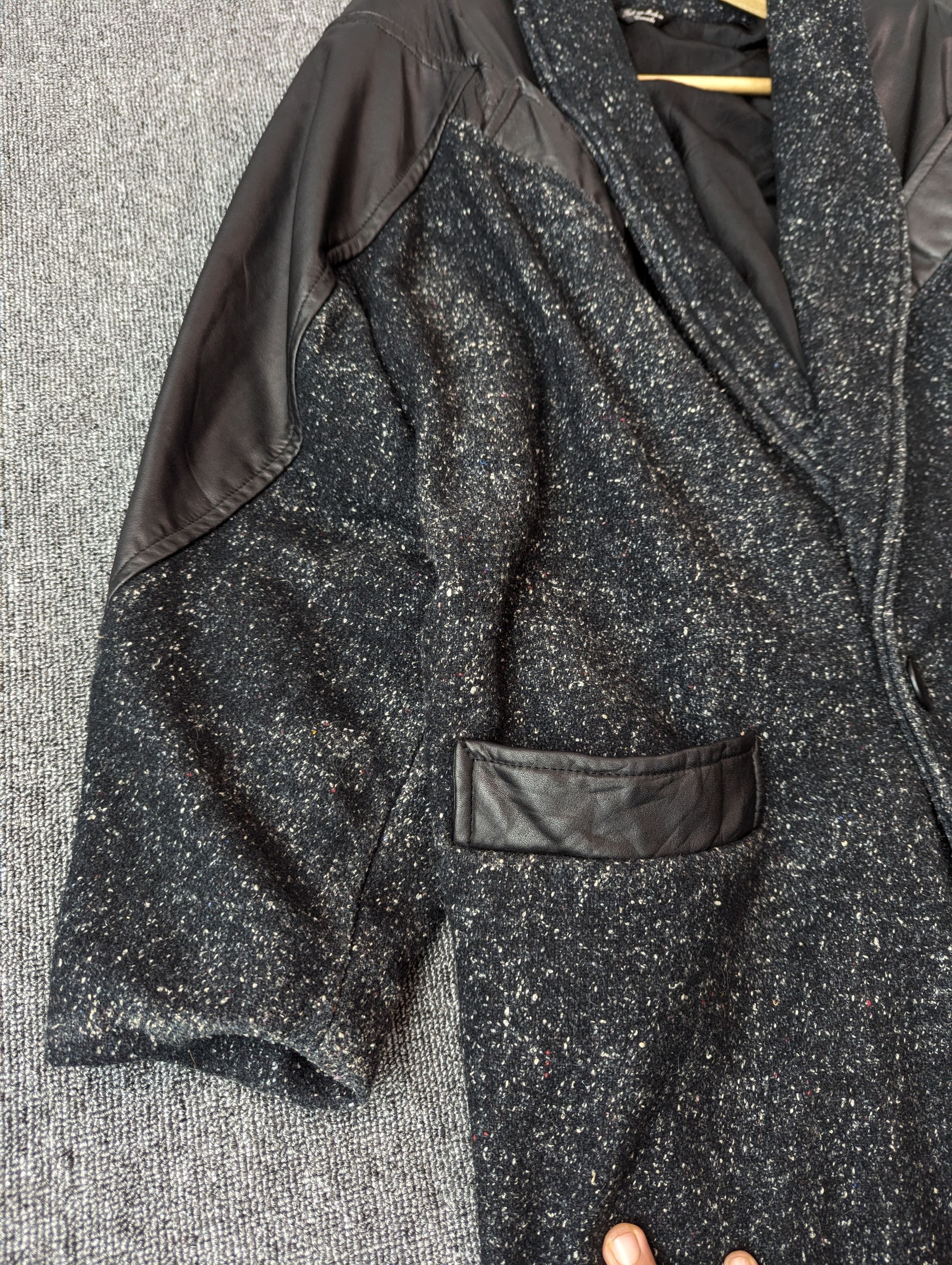 Designer × Vintage Vintage 80s ADA Paris Leather And Tweed Wool Coat Jacket Size US L / EU 52-54 / 3 - 5 Thumbnail