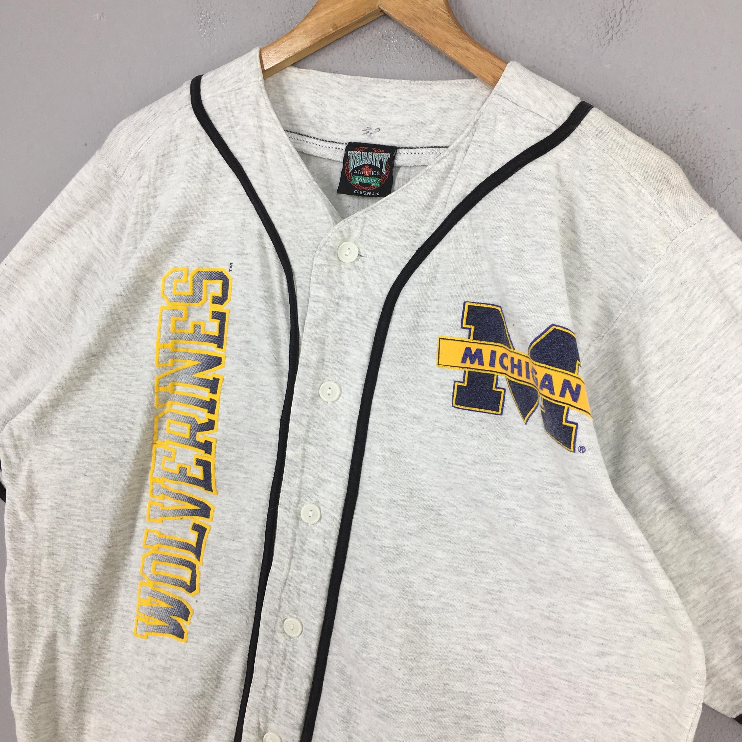 NCAA 90s Michigan Wolverines Button Varsity Shirt Large Size US L / EU 52-54 / 3 - 3 Thumbnail
