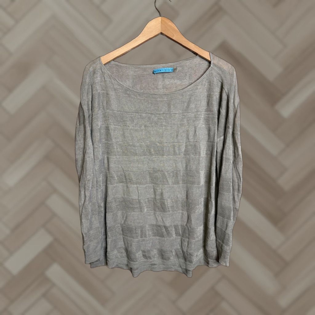 Alice + Olivia Alice + Olivia Womens Short Sleeve Linen Knit Top Blouse Medium Size M / US 6-8 / IT 42-44 - 1 Thumbnail