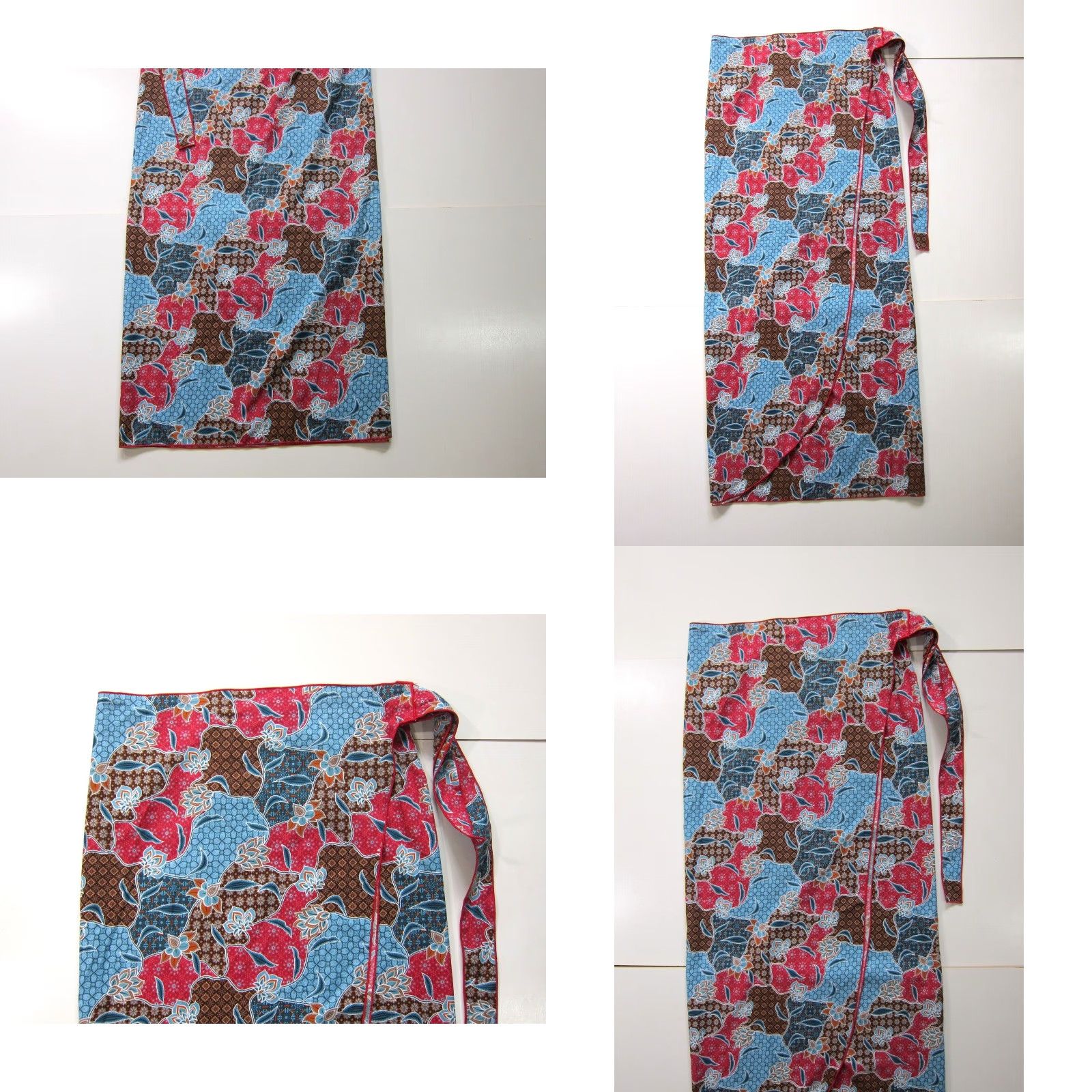 Vintage VINTAGE Sol Cique 100% Cotton Blue Pink Brown Floral Long Maxi Wrap Skirt OS Women's Skirt One Size Blue Floral Long Maxi Wrap Skirt Womens OS Size 42" / US 20 - 8 Thumbnail