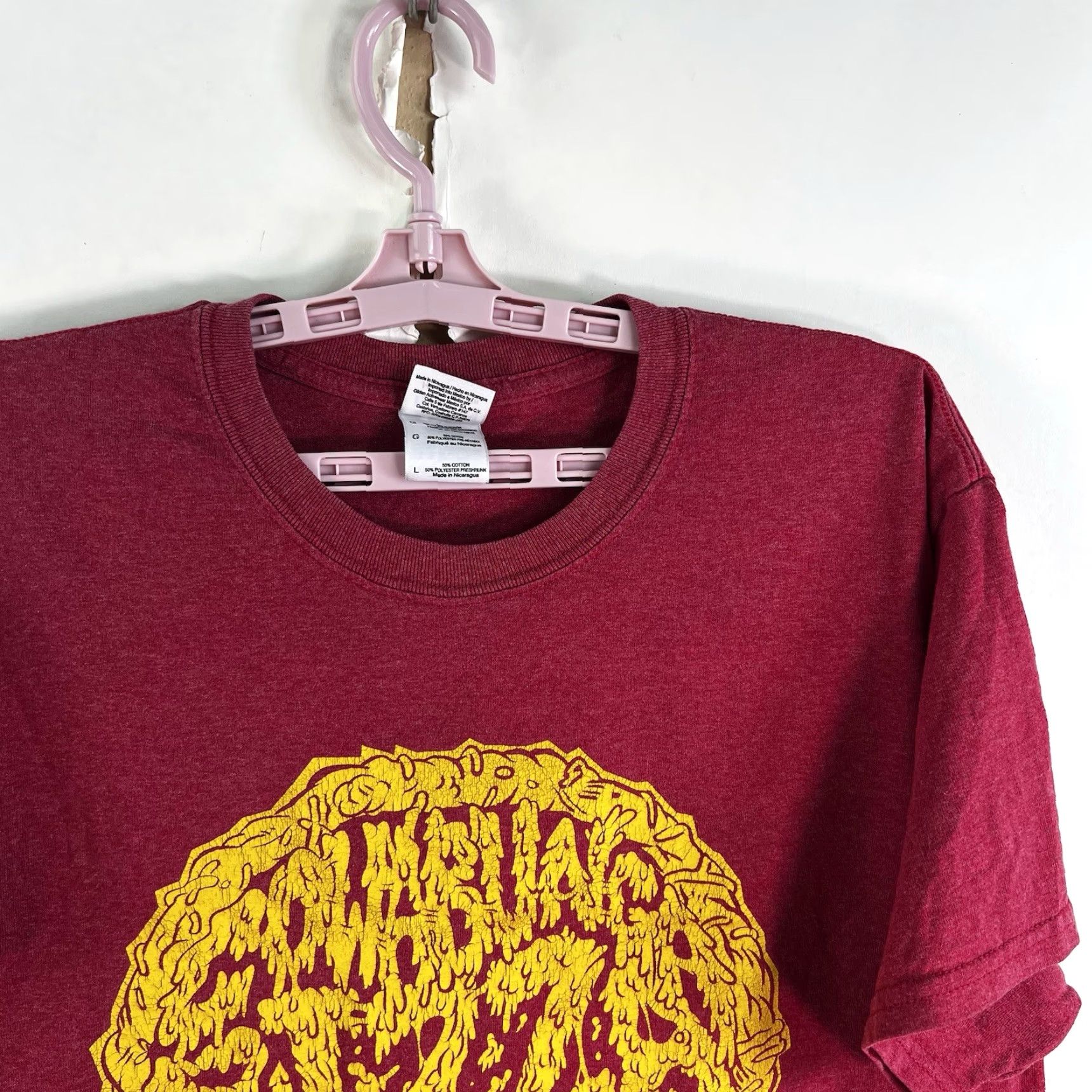 Gildan VTG Gildan Heavy Cotton T-Shirt Adult L Red Pizza Time 90s Retro Graphic Print Crew Neck Short Sleeve Mens Size US L / EU 52-54 / 3 - 3 Thumbnail