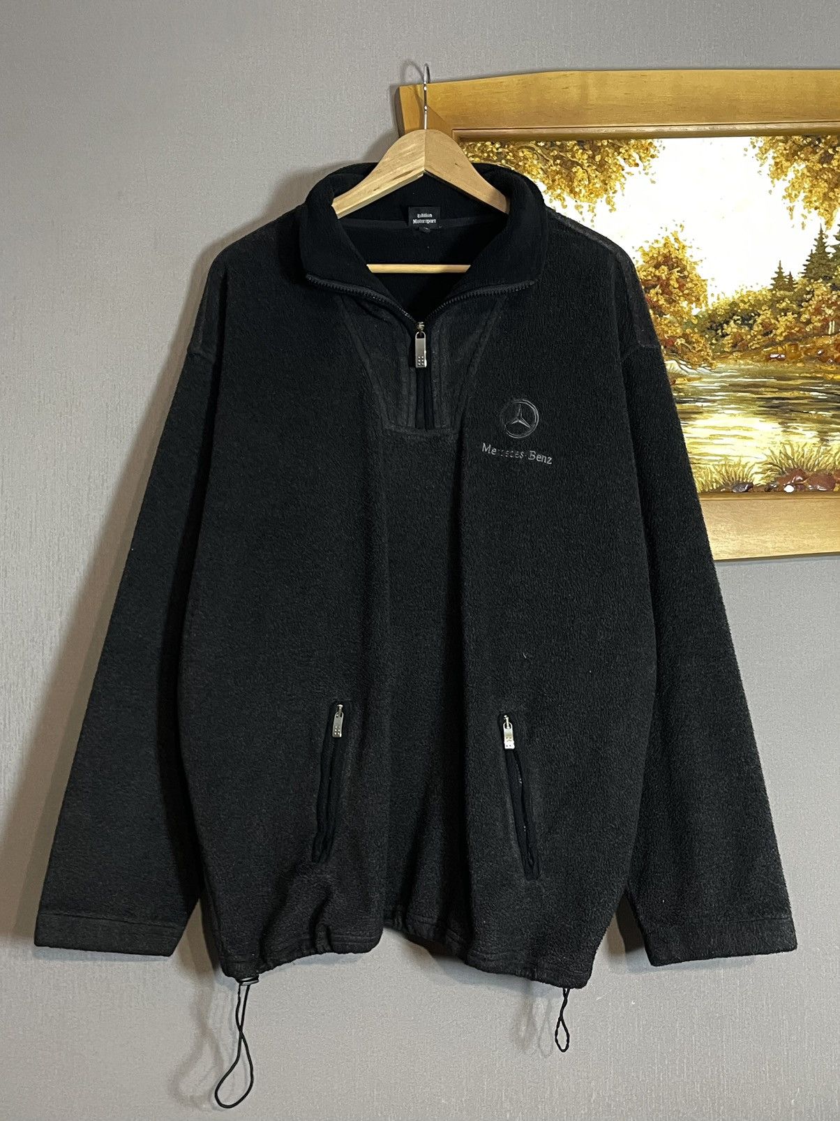 Mercedes-Benz × Vintage Rare 🔥 Mercedes AMG DTM Fleece Big Logo Zip Jacket Ninja Size US XL / EU 56 / 4 - 9 Thumbnail