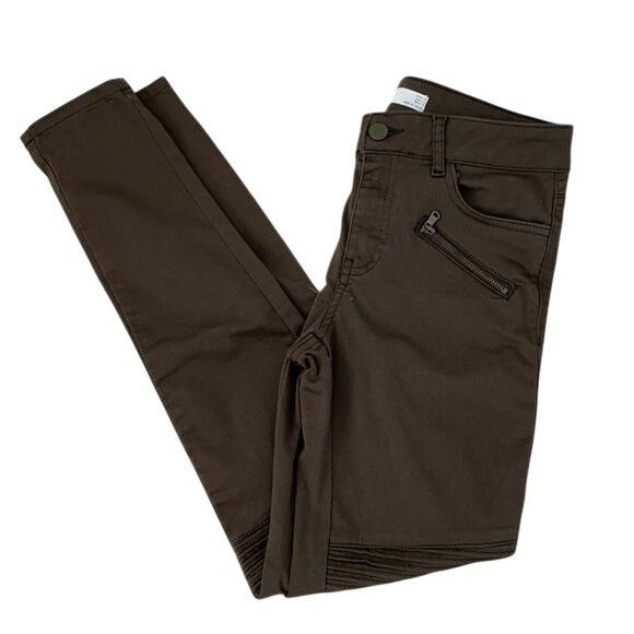 Zara Zara Military Green Topstitching & Zippered Details Skinny Size 27" / US 4 / IT 40 - 7 Thumbnail