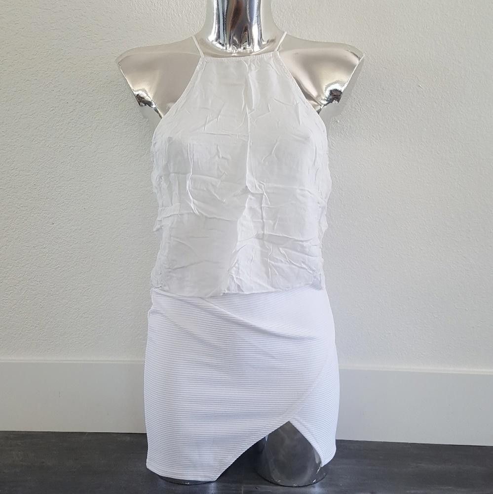 Designer White Classy Melville High Neck Blouse Size ONE SIZE - 1 Thumbnail