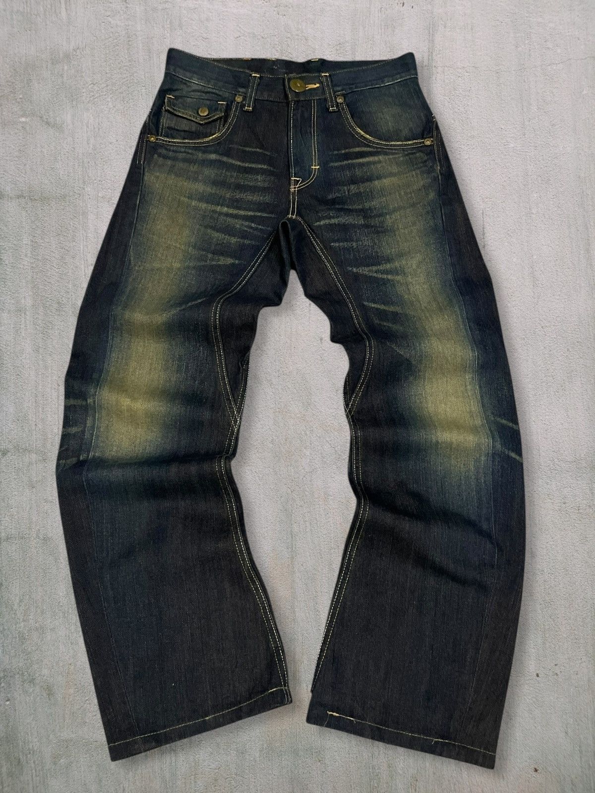 Cowboy Equipment Vintage Lee Cowboy Whisk Mud Wash Wide-Leg Buckle-Back Jeans Size US 30 / EU 46 - 5 Thumbnail