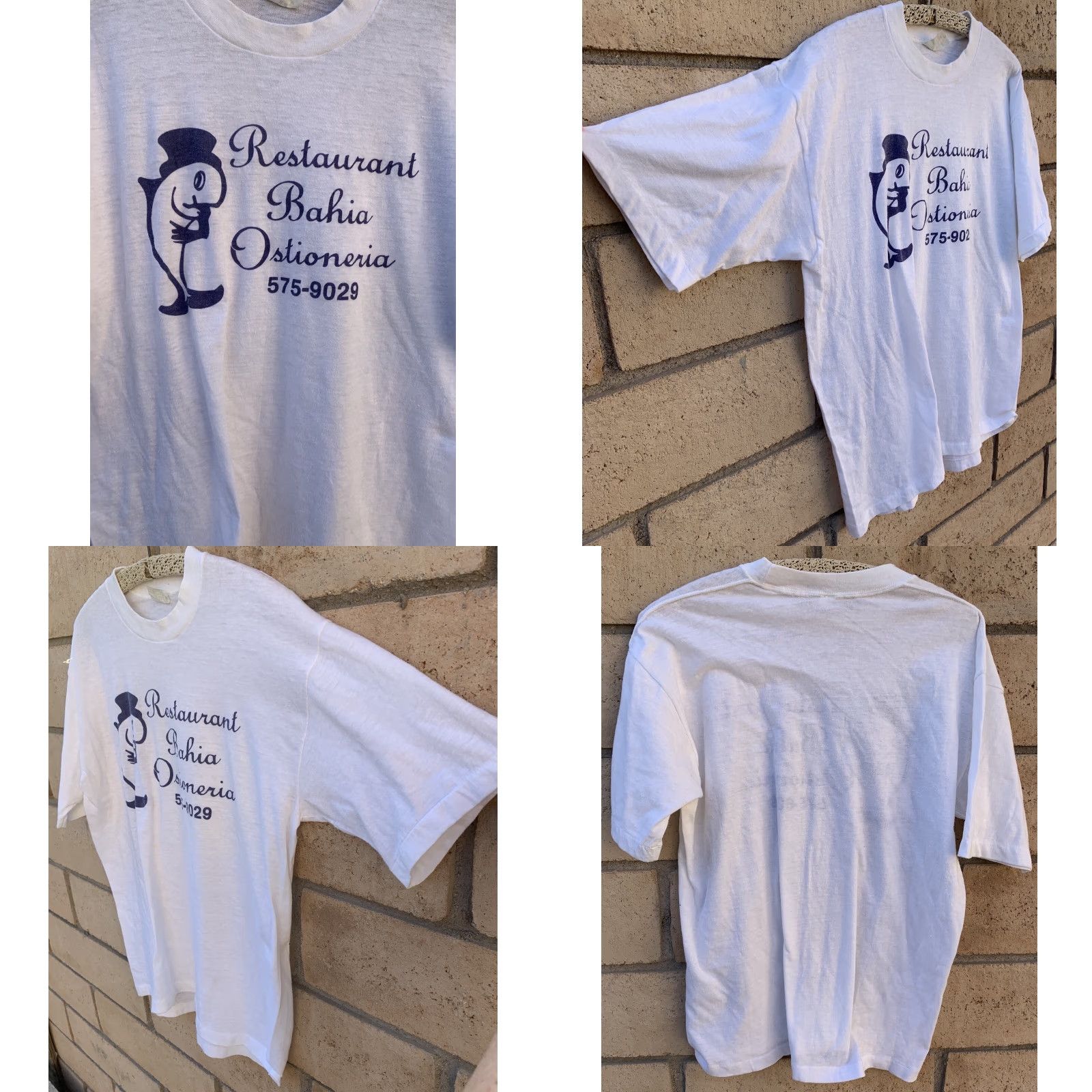 Vintage VINTAGE Signal T-Shirt Mens Short Sleeve White 46 XL RN 46831 Restaurant Bahia Ostioneria Fish Single Stitch Size US XL / EU 56 / 4 - 8 Thumbnail