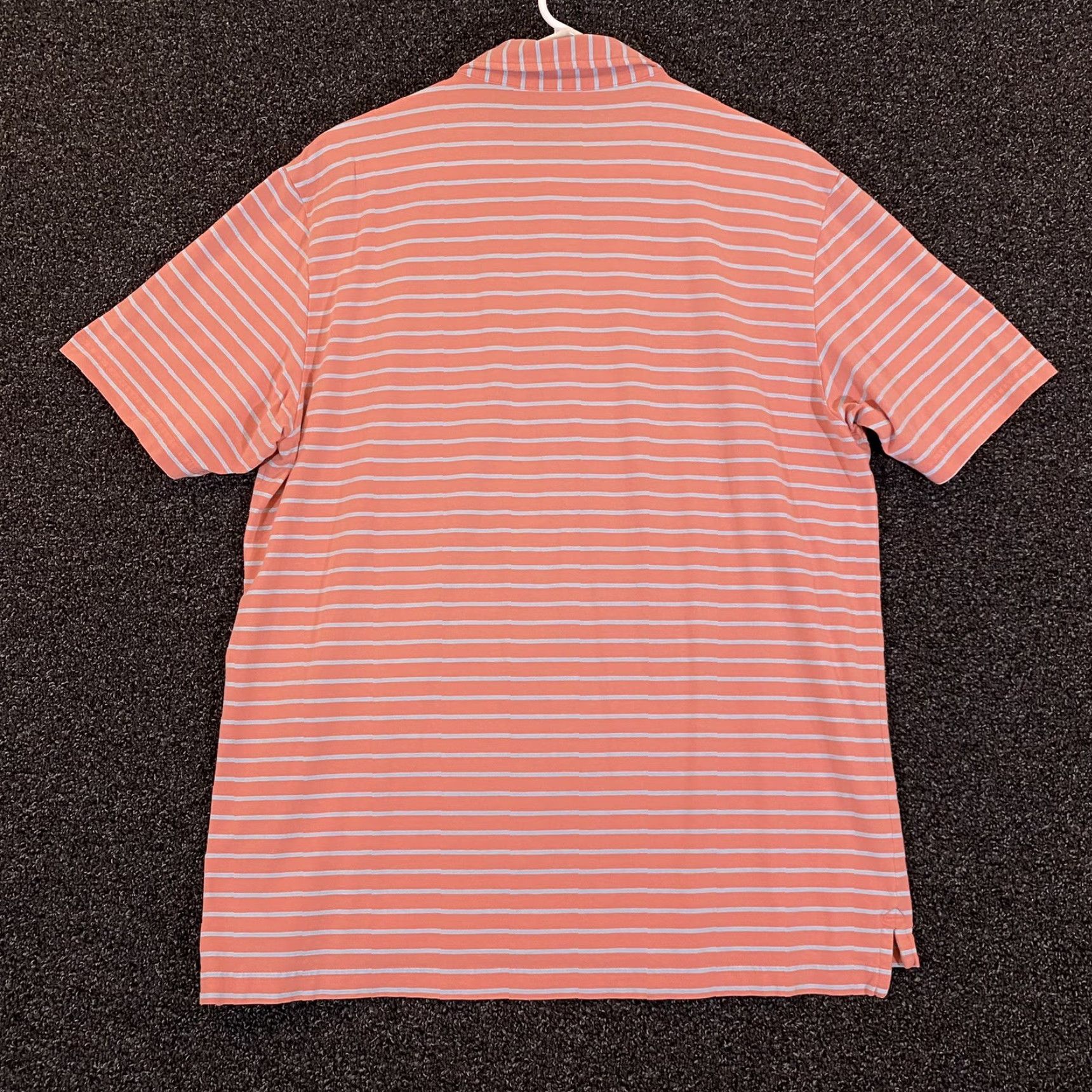 Peter Millar PETER MILLAR Polo Shirt Mens Large Golf Salmon Pink Blue Striped Sport Shirt Size US L / EU 52-54 / 3 - 6 Thumbnail