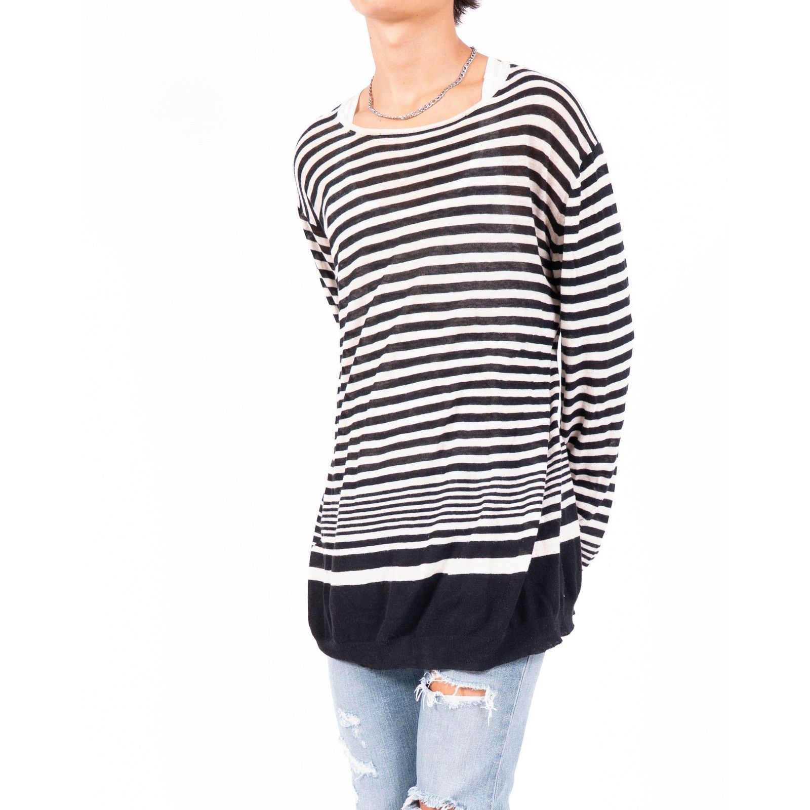 Haider Ackermann SS16 Striped Longsleeve in Black & White Wool Size US M / EU 48-50 / 2 - 3 Thumbnail