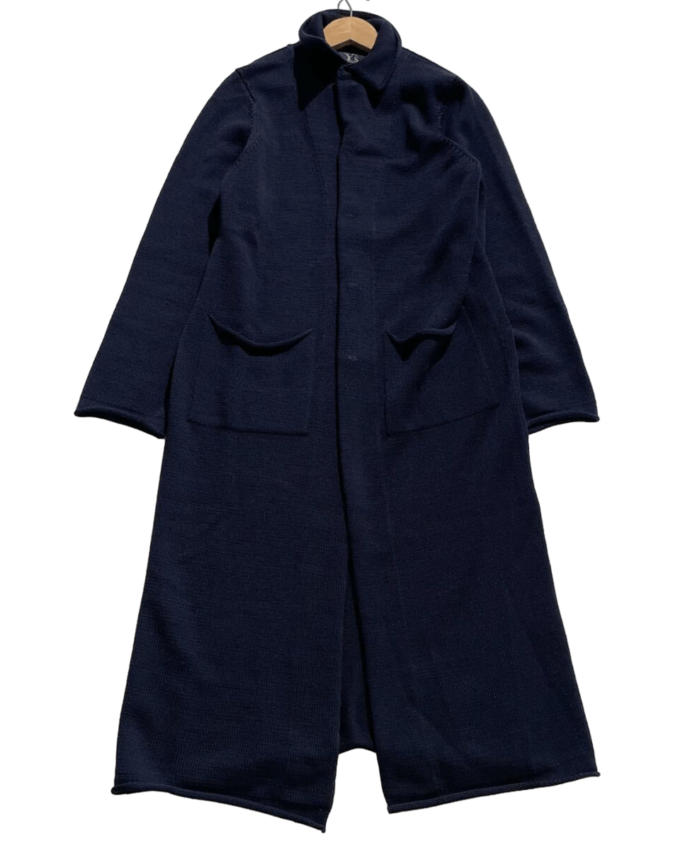 Yohji Yamamoto Y’s Yohji Yamamoto Navy Wool Knit Long Coat Size 3 (L) Size L / US 10 / IT 46 - 1 Thumbnail
