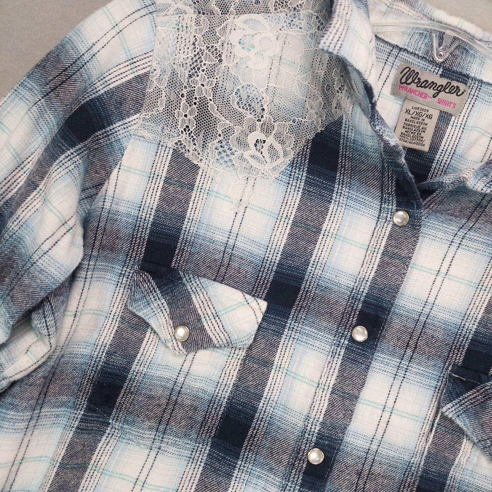 Wrangler Wrangler Wrancher Women's XL Plaid Flannel Pearl Snap Shirt Size XL / US 12-14 / IT 48-50 - 4 Thumbnail
