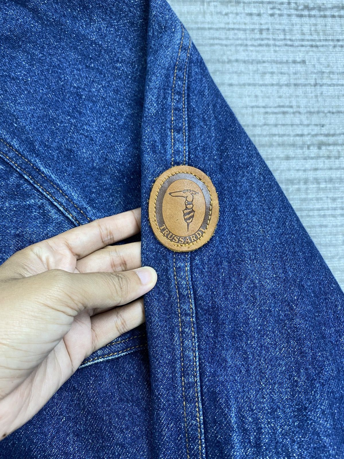 Trussardi Vintage Trussardi Rare Oversize Denim Blue Jacket Size US XL / EU 56 / 4 - 12 Thumbnail